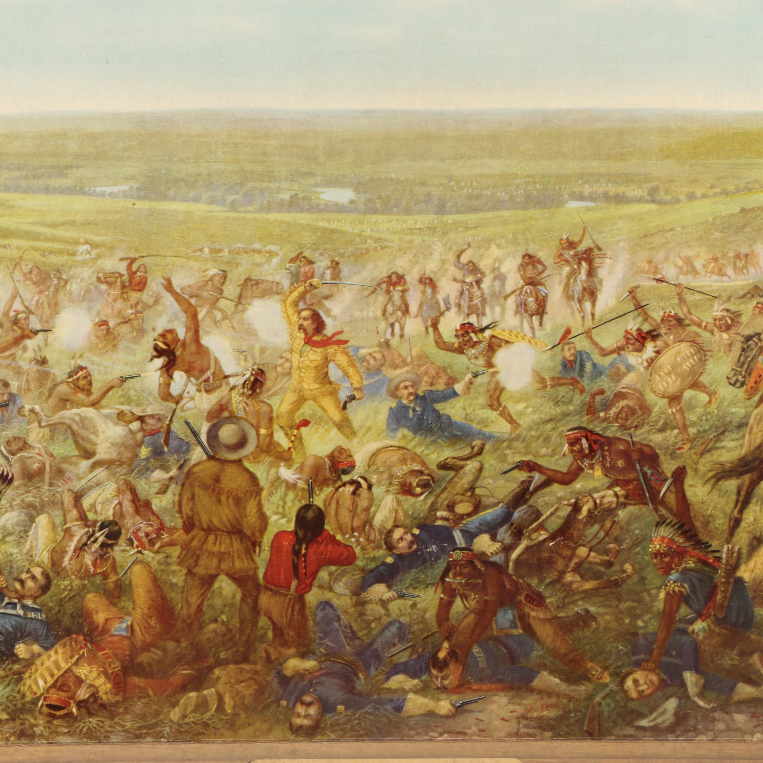 1952 Budweiser Reproduction Otto Becker's "Custer's Last Fight" Framed Painting