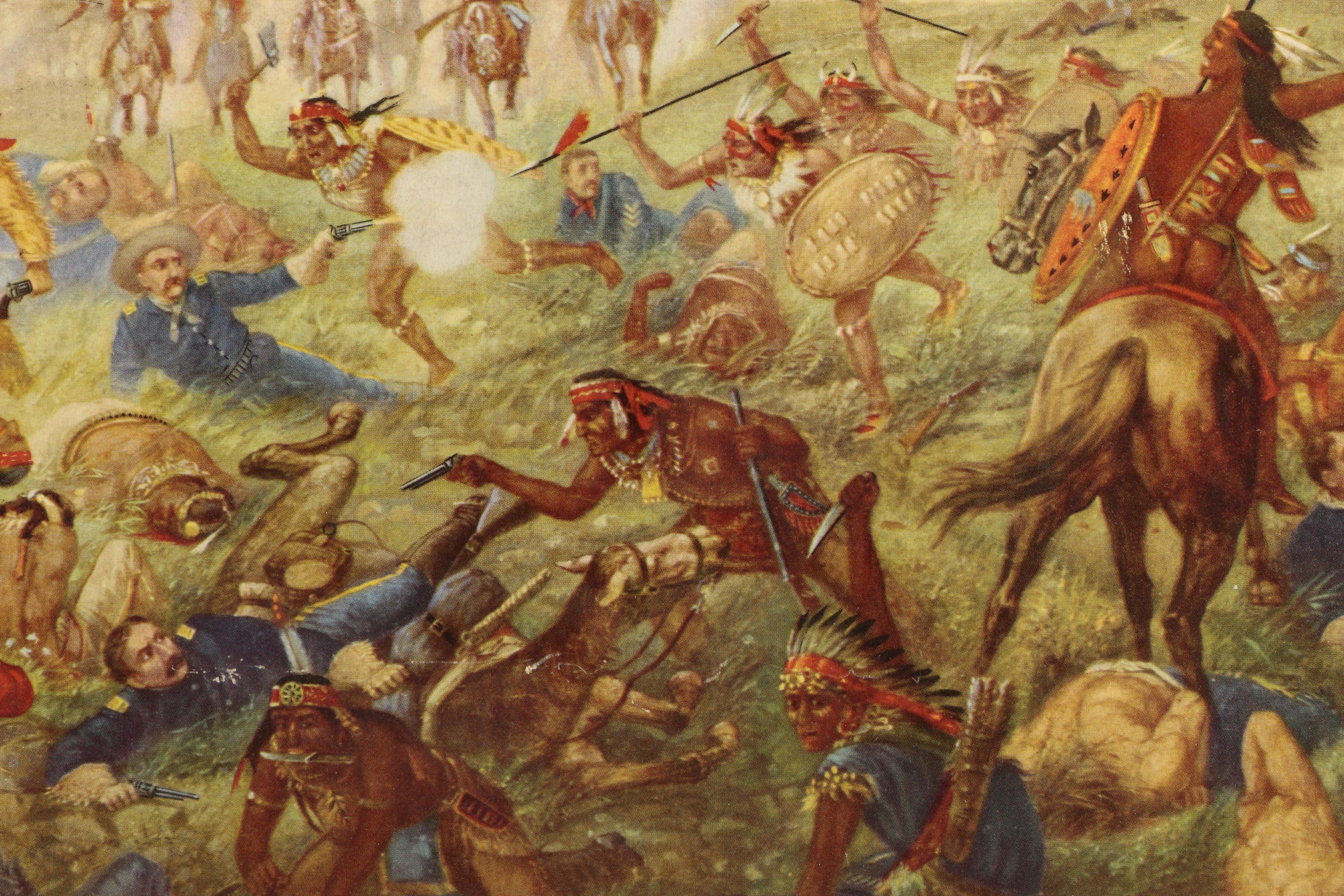 1952 Budweiser Reproduction Otto Becker's "Custer's Last Fight" Framed Painting