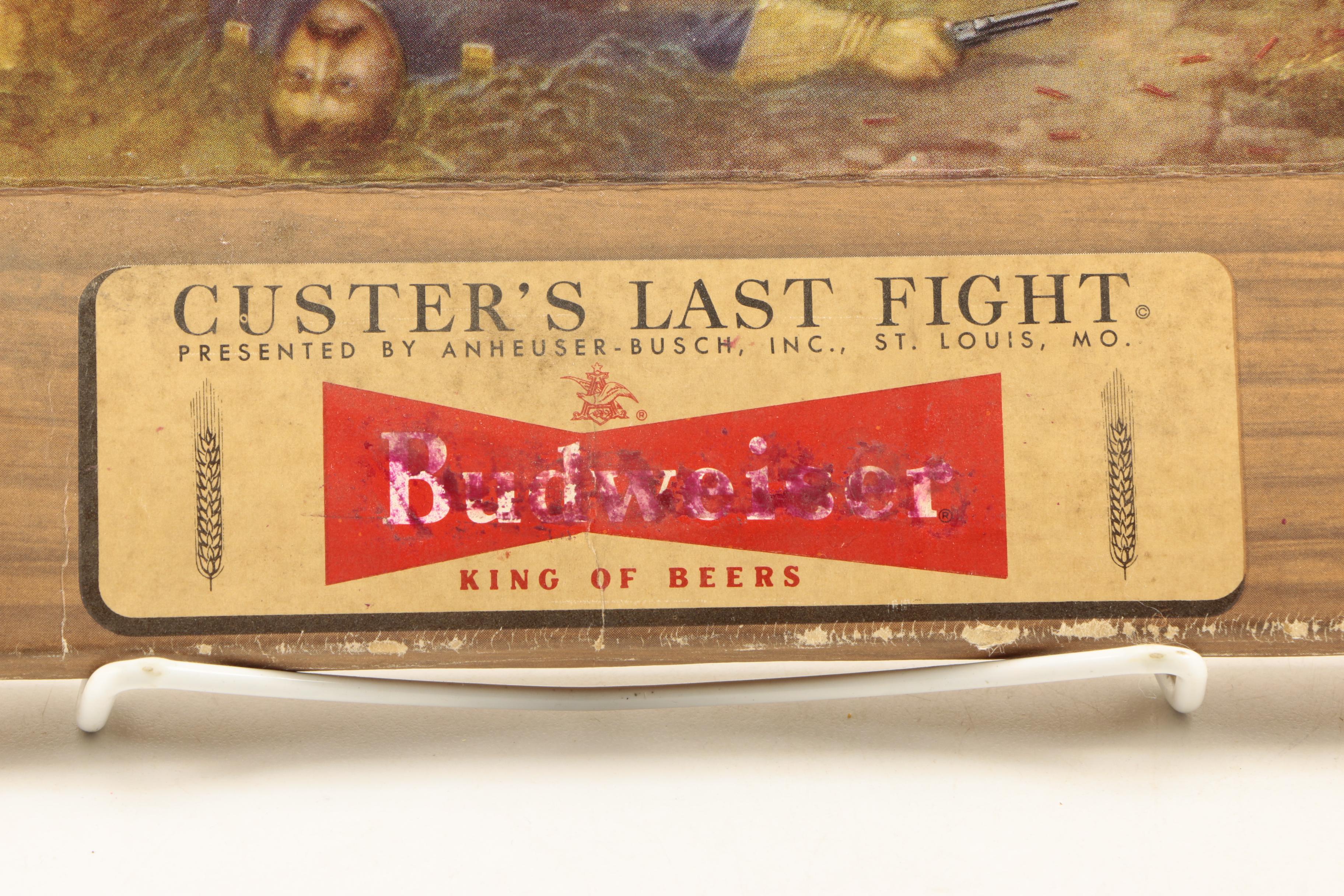 1952 Budweiser Reproduction Otto Becker's "Custer's Last Fight" Framed Painting