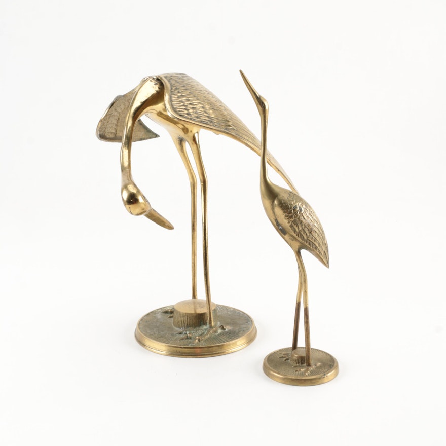 Brass Crane Figurines