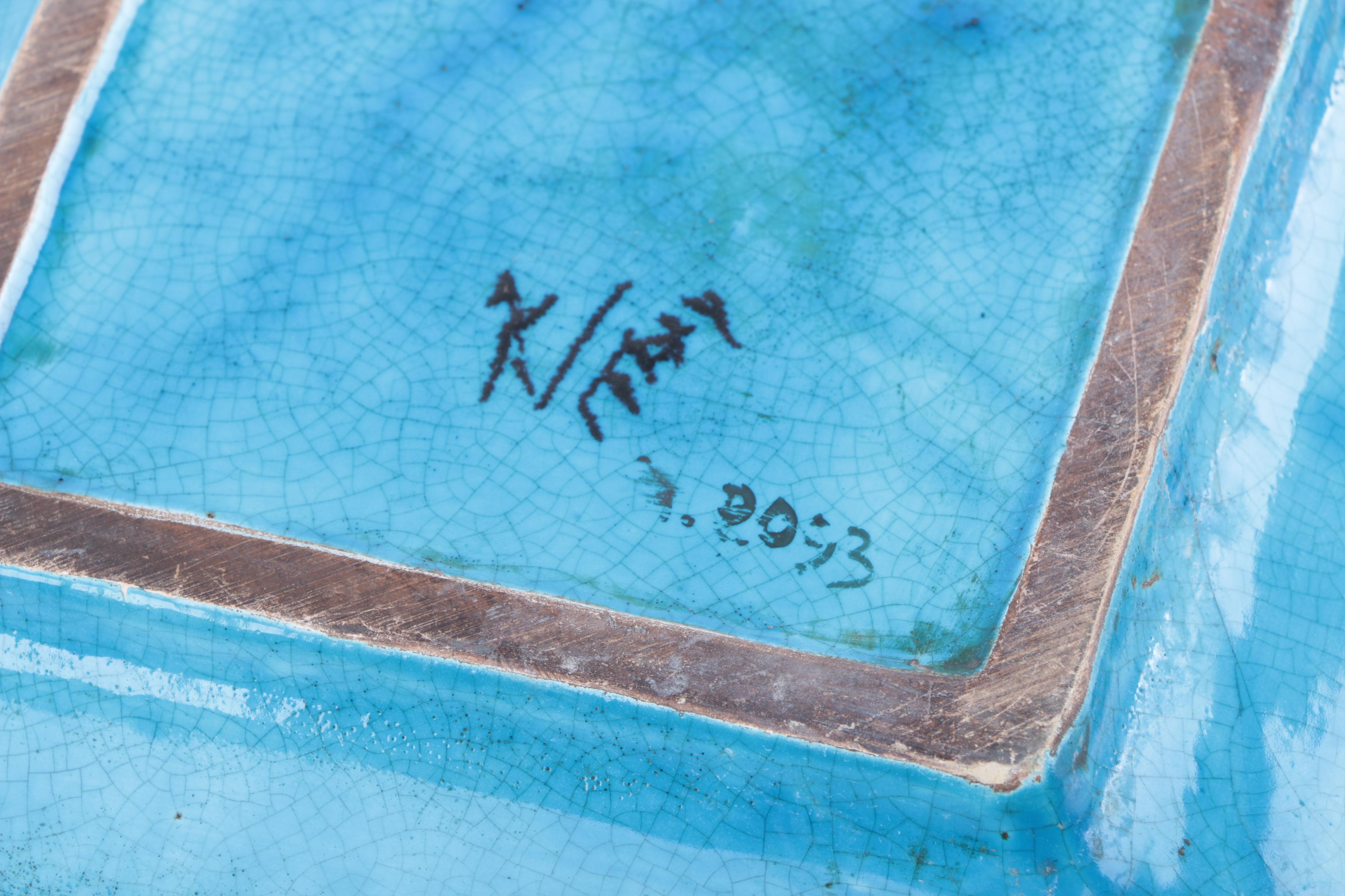 Middle Eastern Inspired Blue Square Ceramic Vase