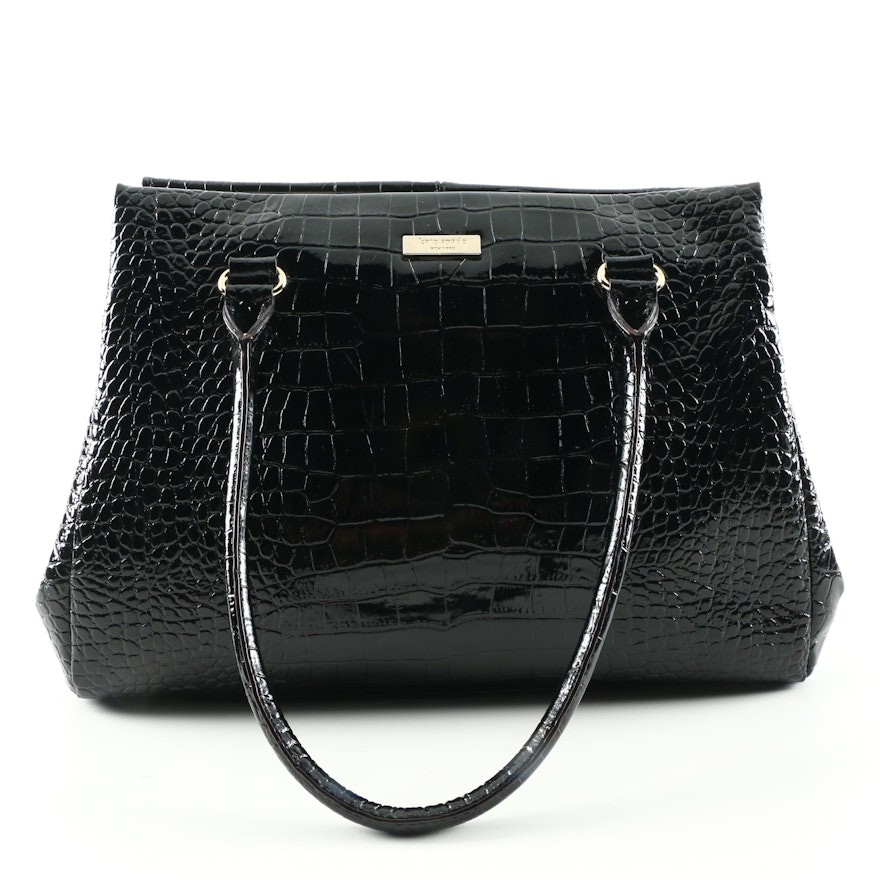 Kate Spade Crocodile Embossed Patent Leather Shopper