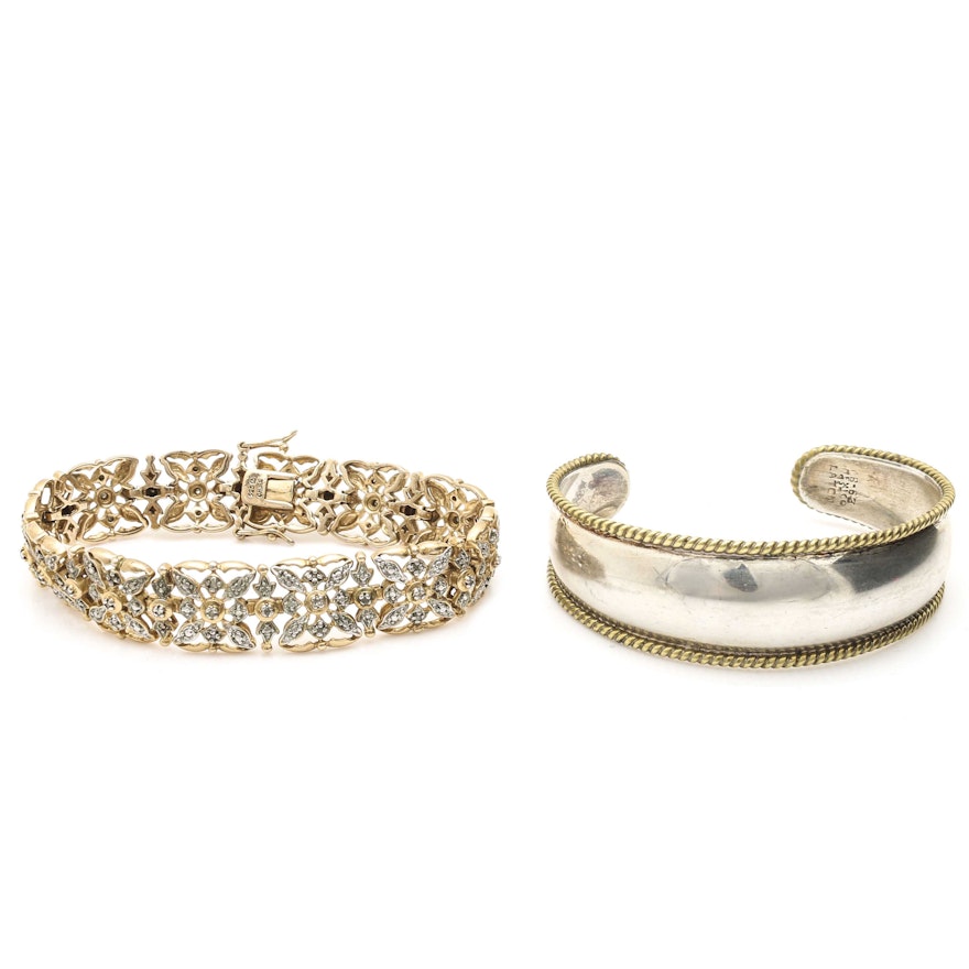 Sterling Silver Bracelets Featuring Diamonds