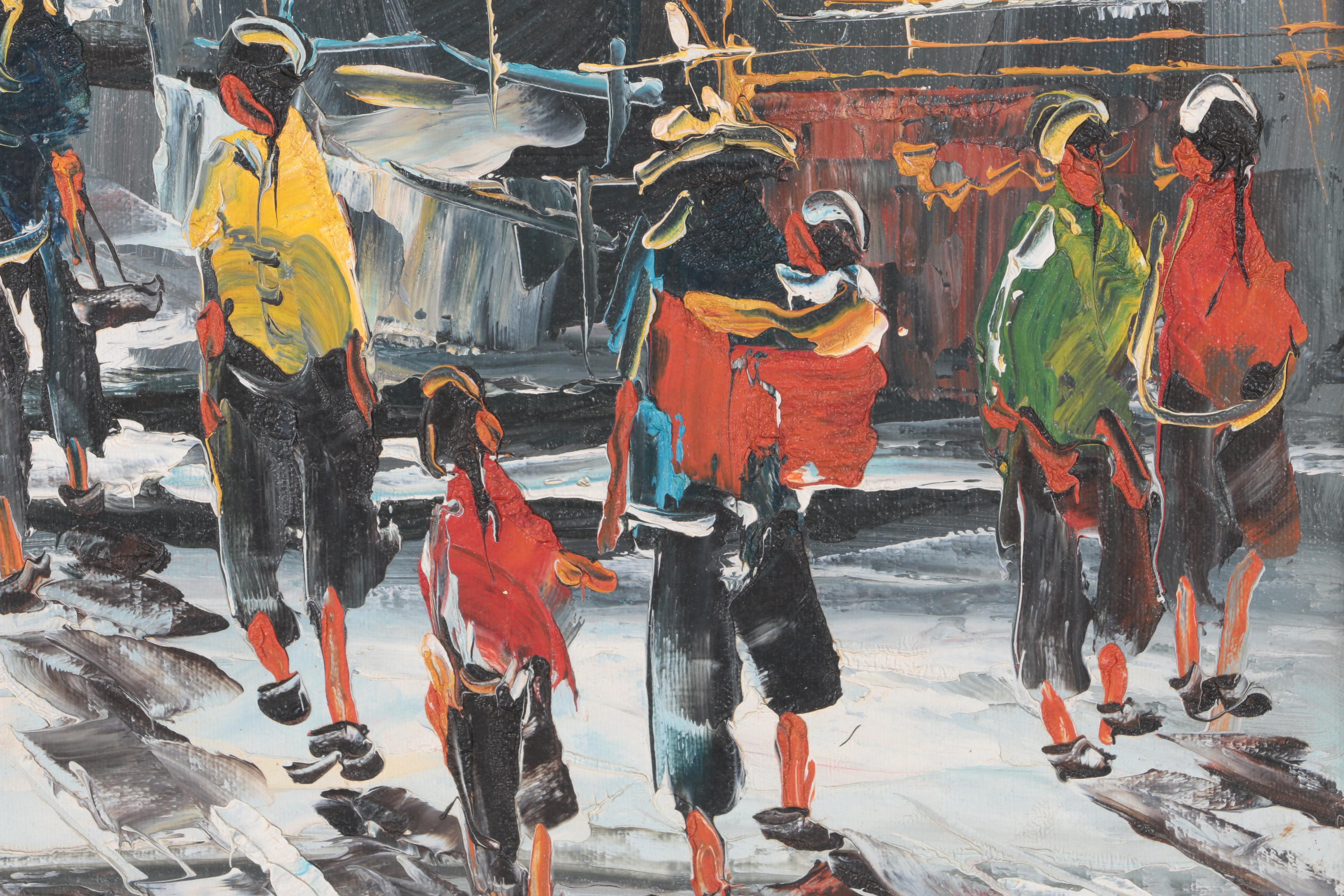 Oil Painting on Canvas of an East Asian Street Scene