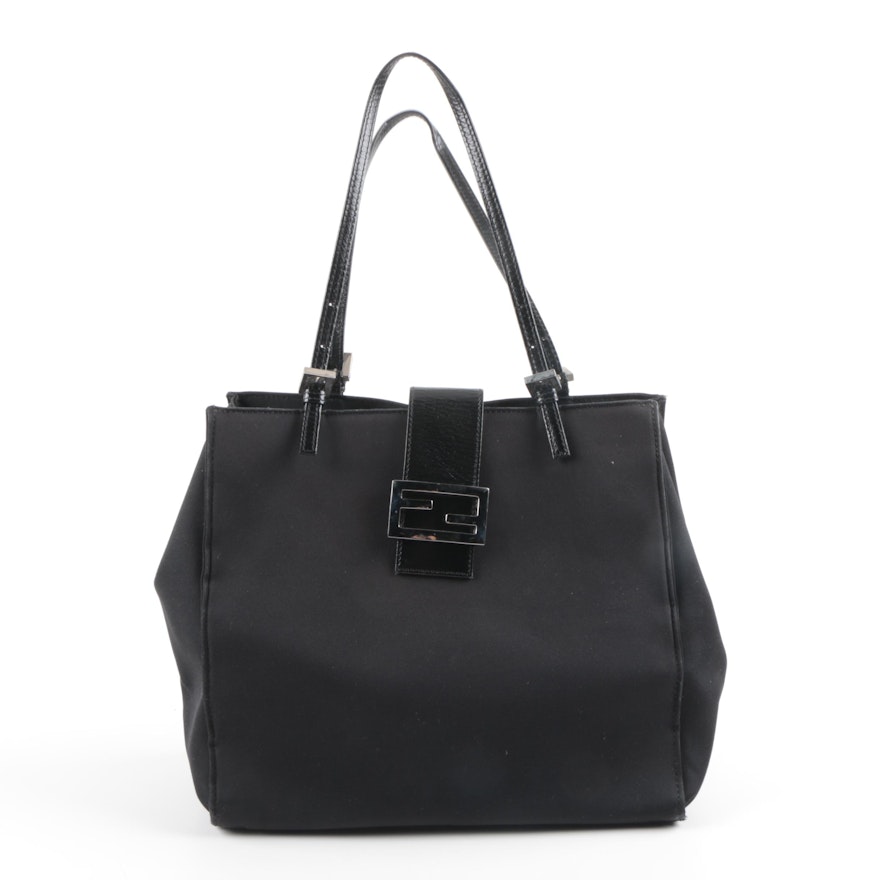 Fendi Black Leather and Neoprene Handbag