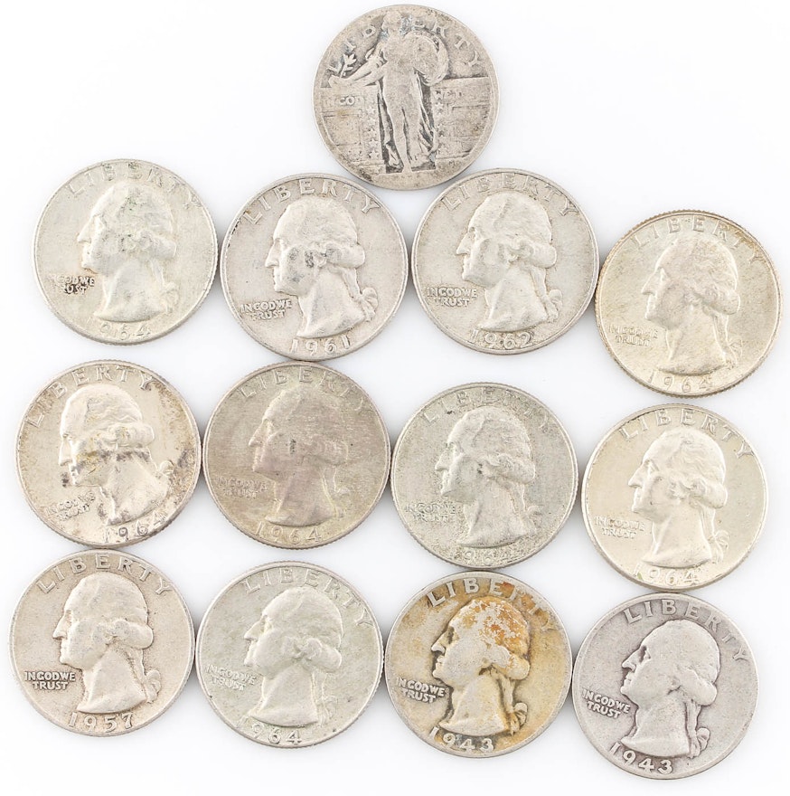 Group of 13 American Silver Quarters