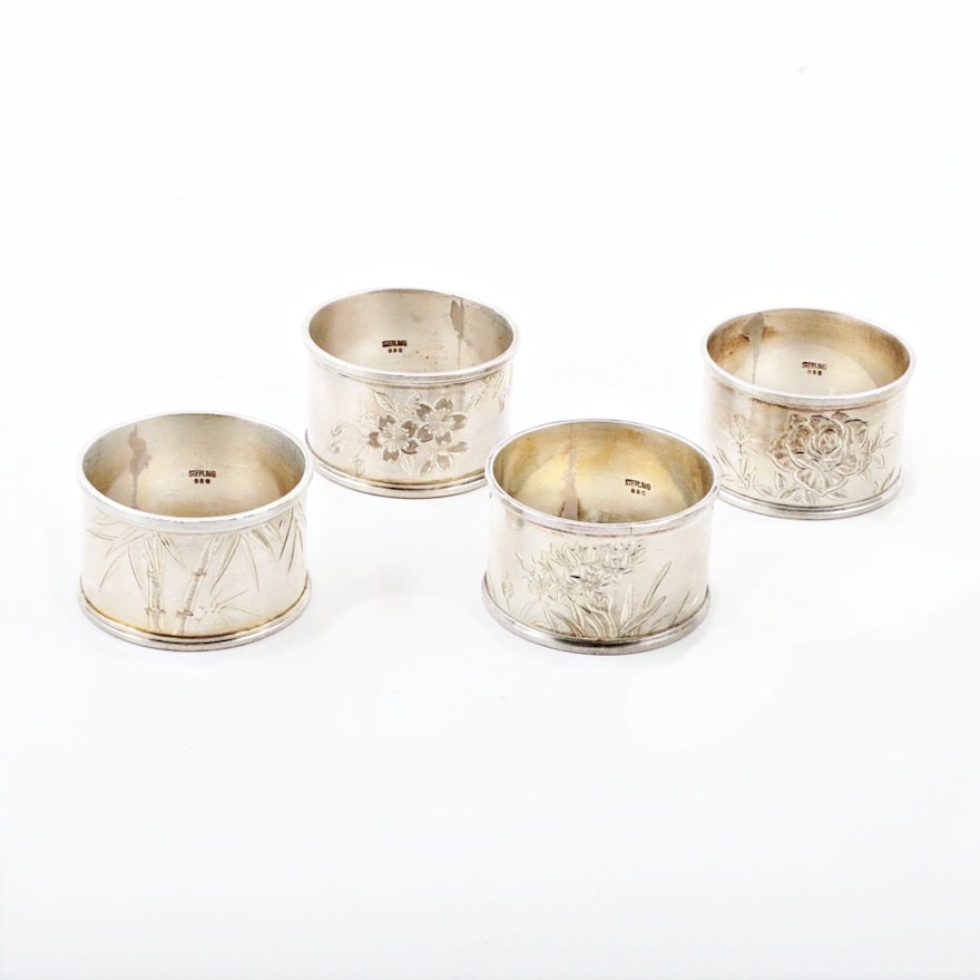 Four Sterling Silver Napkin Rings