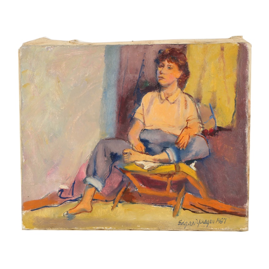 Edgar Yaeger Oil Painting on Canvas of a Figure Study