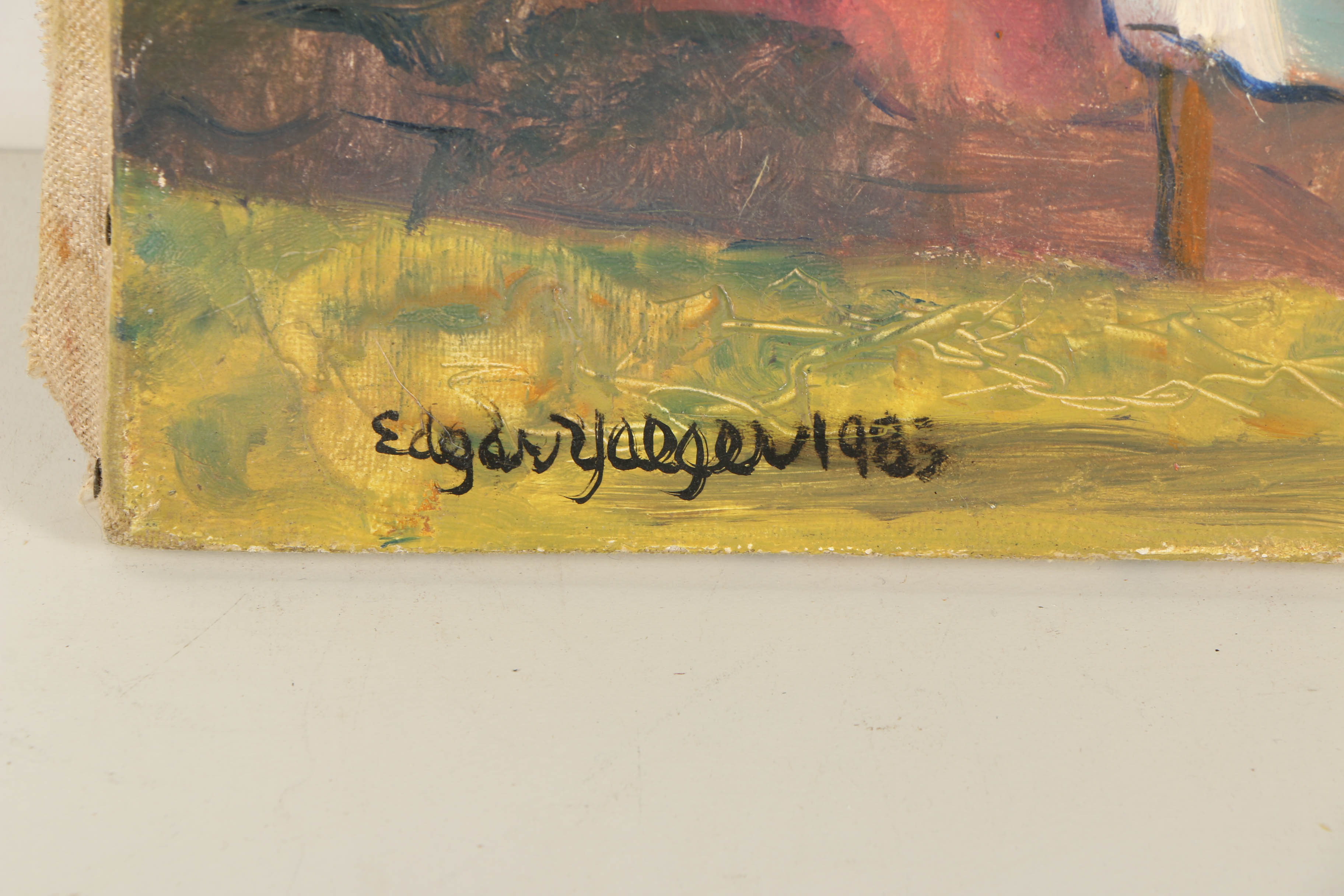 Edgar Yaeger Oil Painting on Canvas of a Woman in a White Dress