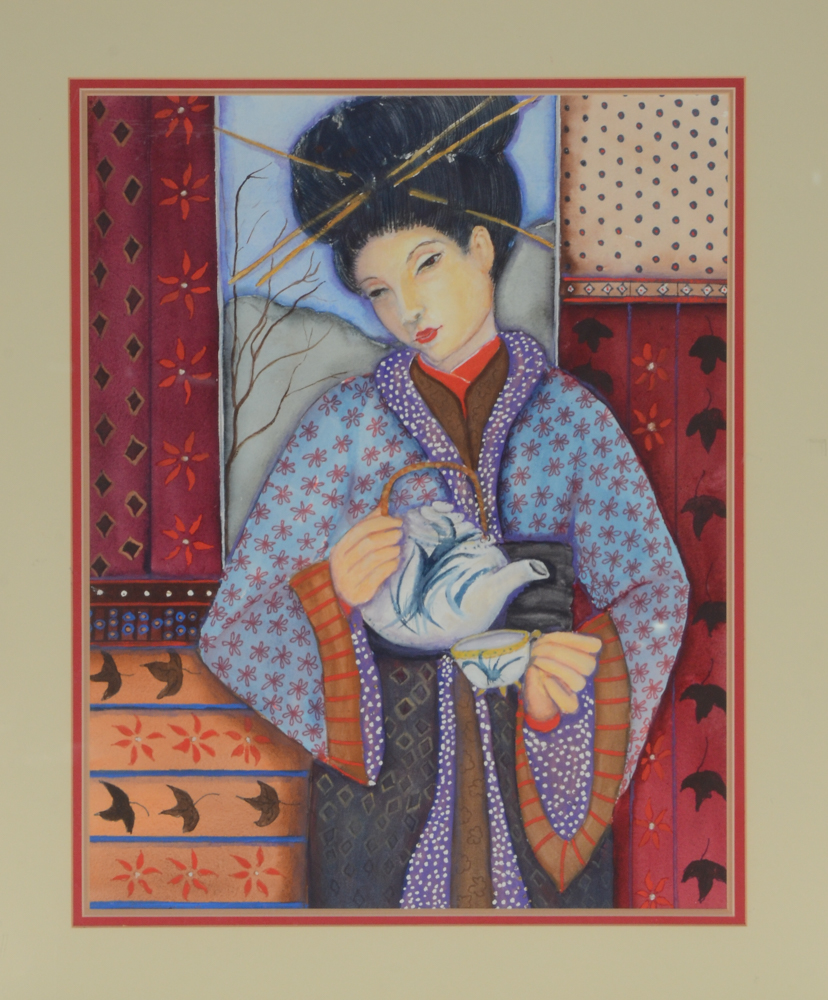 June Ruff Original Watercolor Painting "Tea Time"