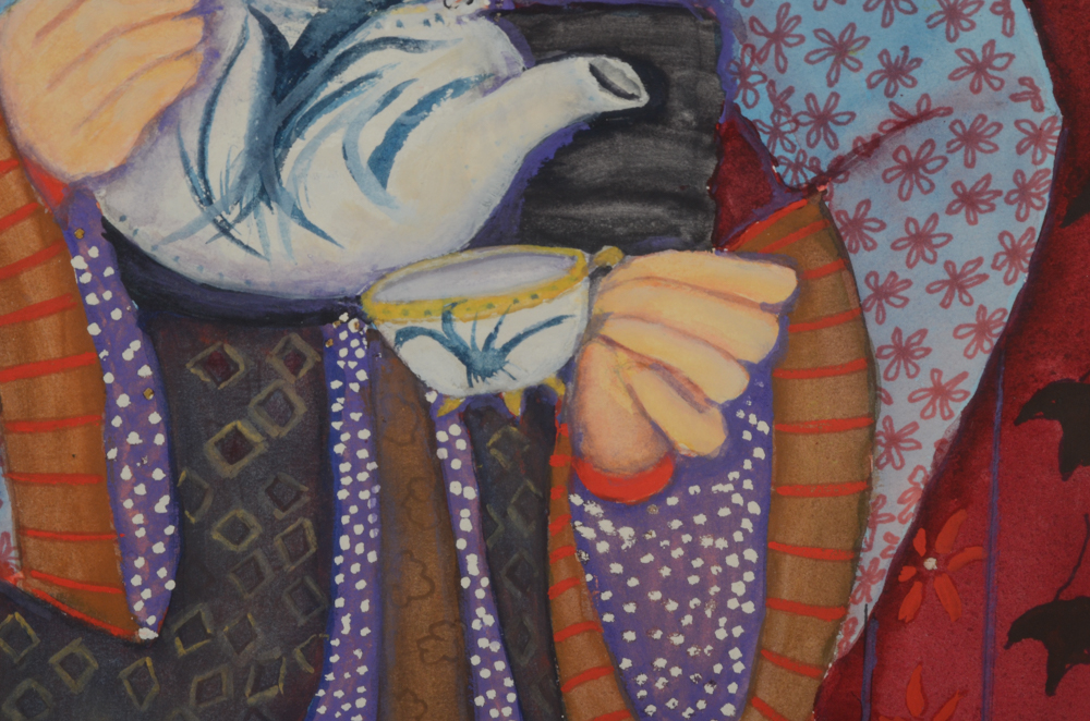 June Ruff Original Watercolor Painting "Tea Time"