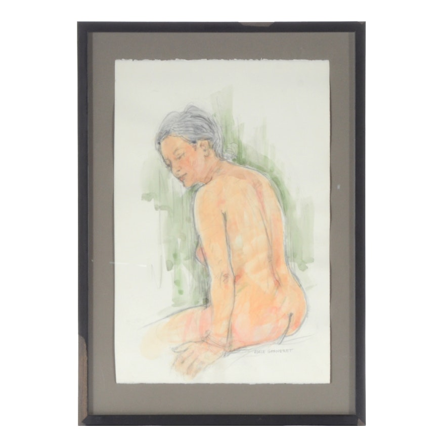 Adele Garneret Watercolor Painting of Female Nude