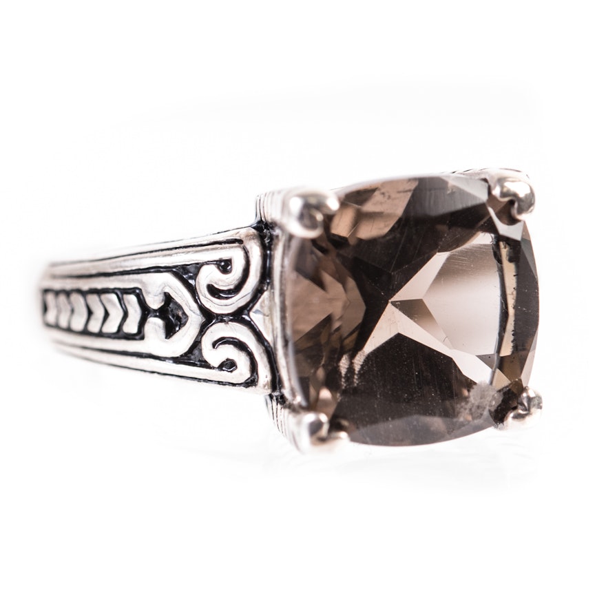 Sterling Silver and 3.06 CT Smoky Quartz Ring