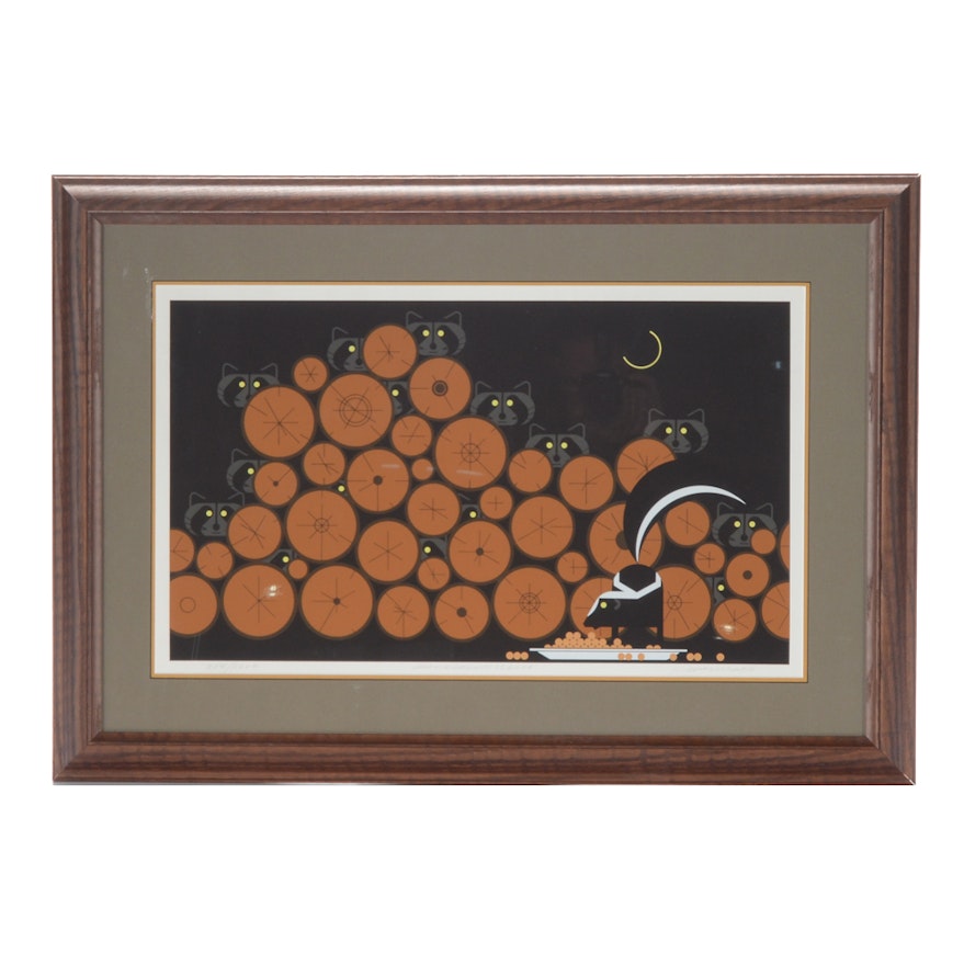 Charley Harper Signed Limited Edition Serigraph "Raccoonaissance"