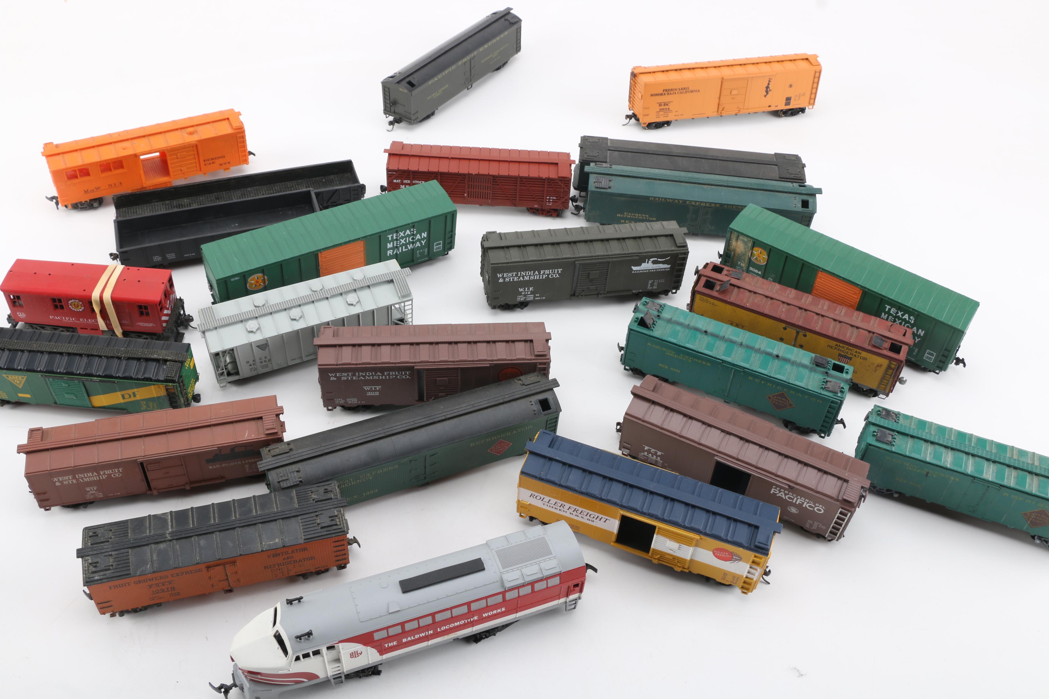 HO Scale Train Cars Including Roco Baldwin Locomotive Diesel Engine