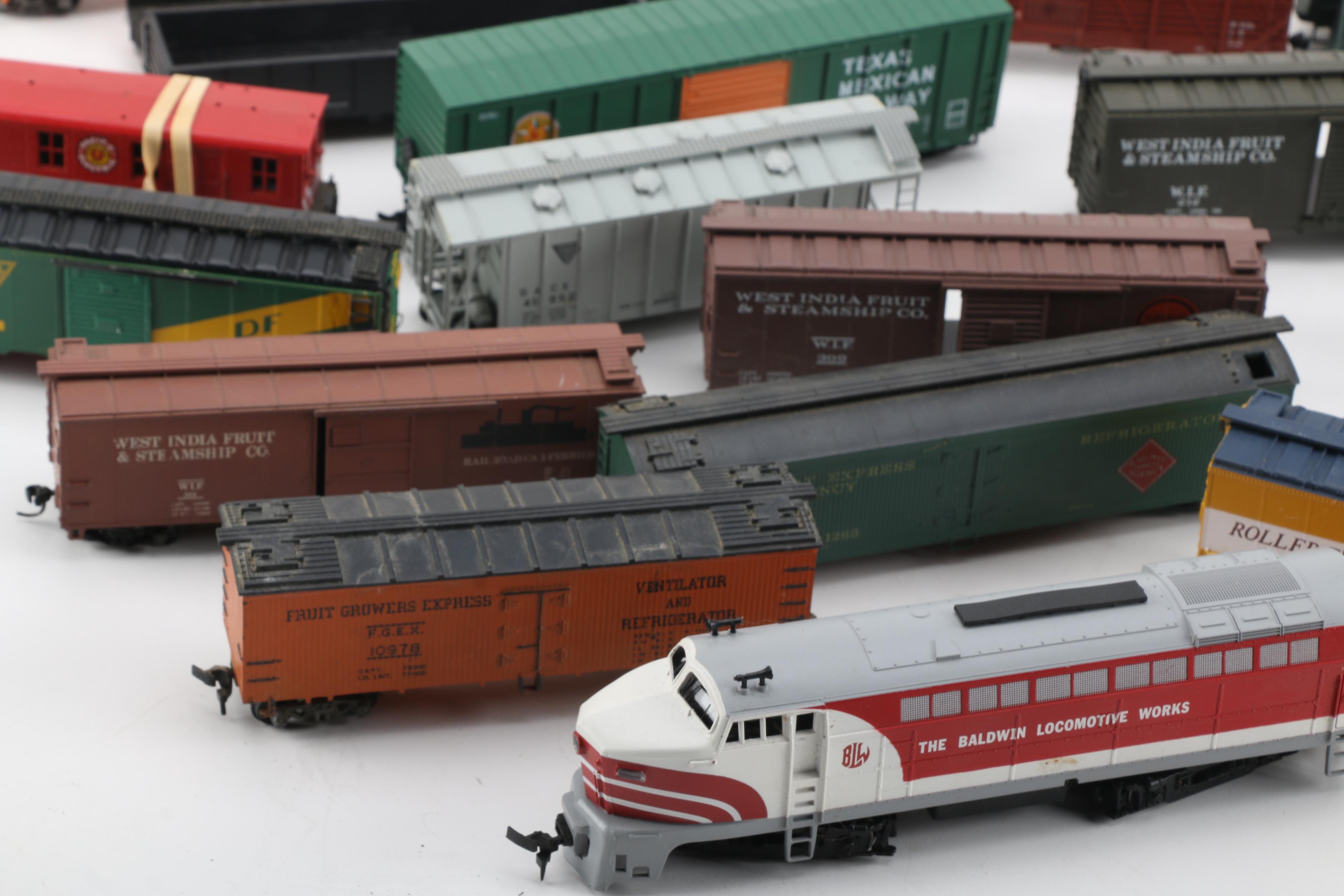 HO Scale Train Cars Including Roco Baldwin Locomotive Diesel Engine