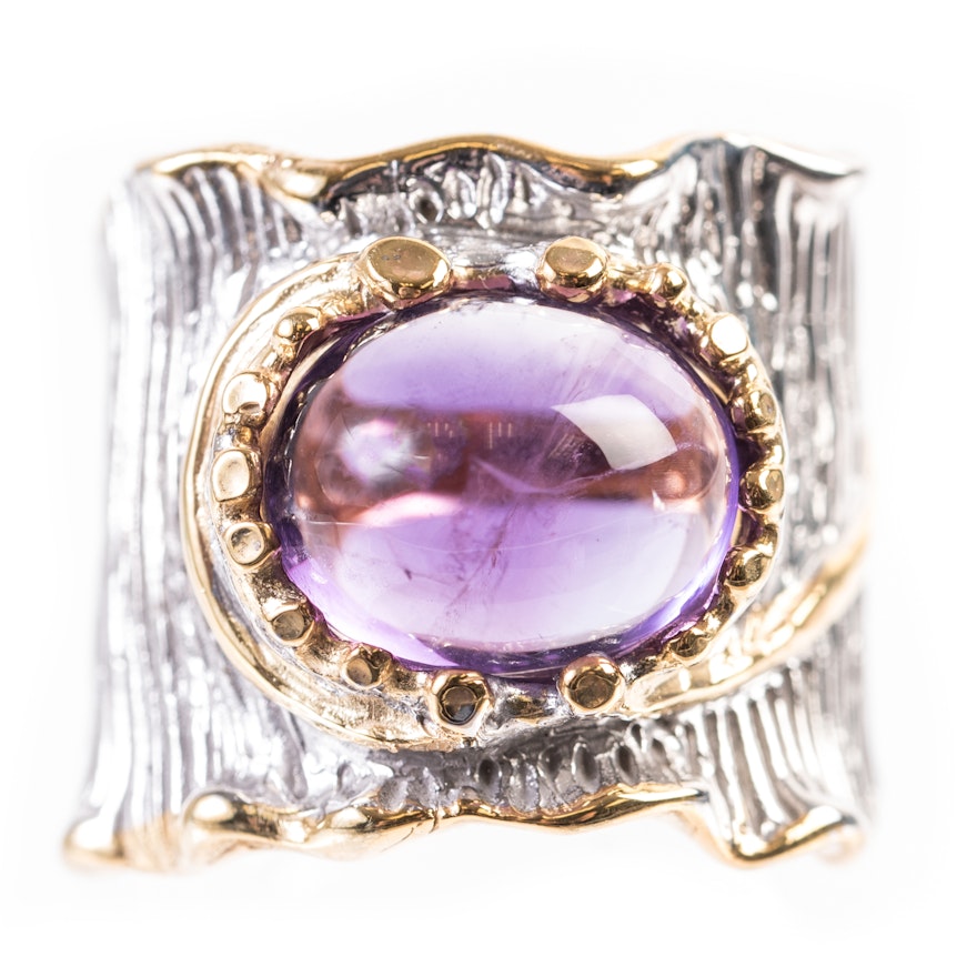 Sterling Silver and 6.60 CT Amethyst Ring