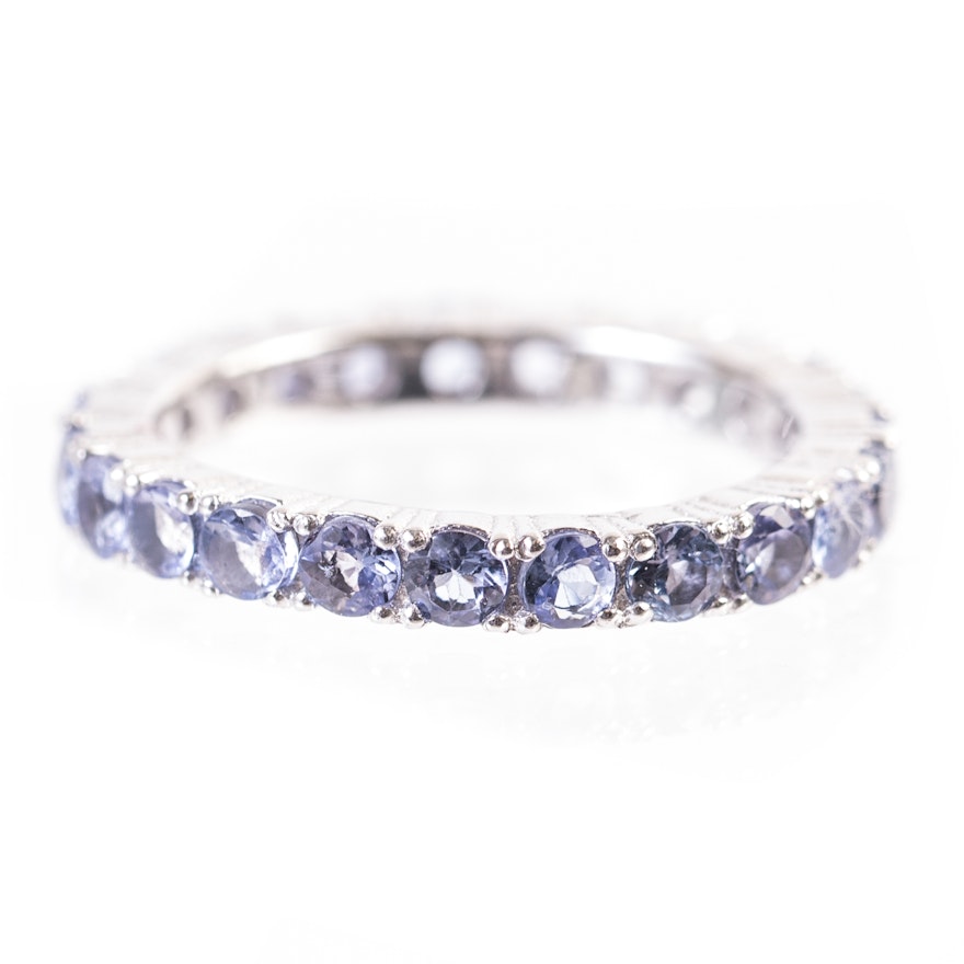 Sterling Silver and Tanzanite Eternity Band