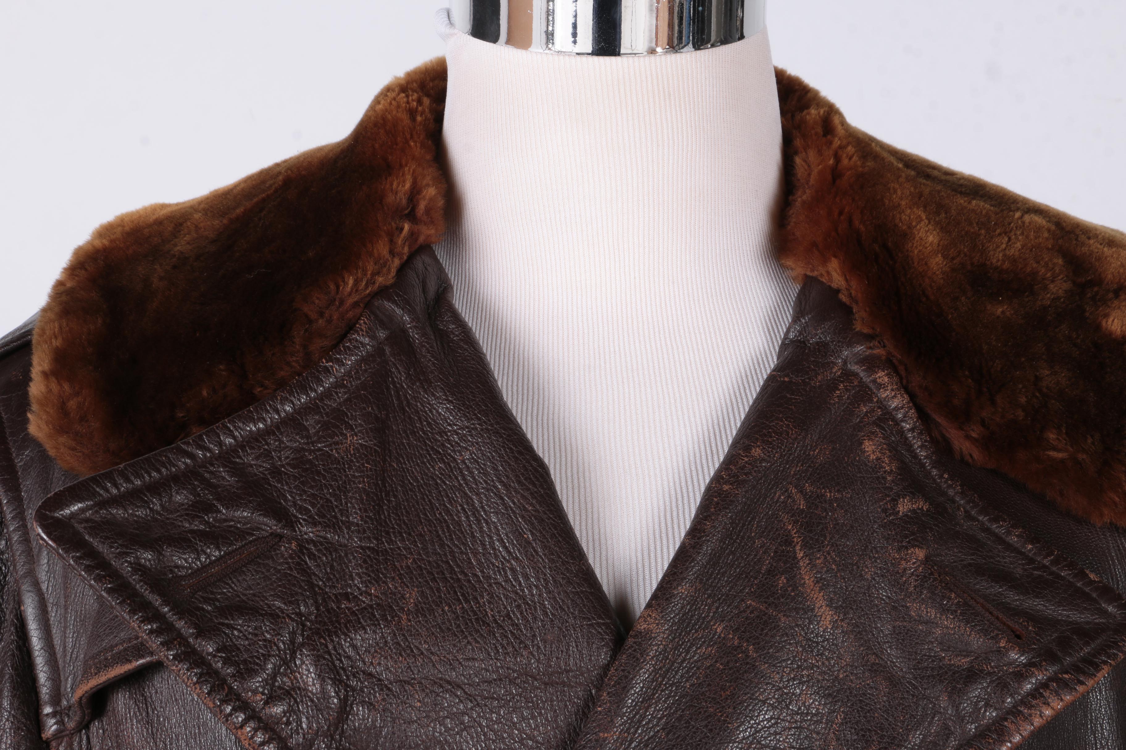 U.S. Navy M69F Transport Pilot Leather Coat with Shearling Collar