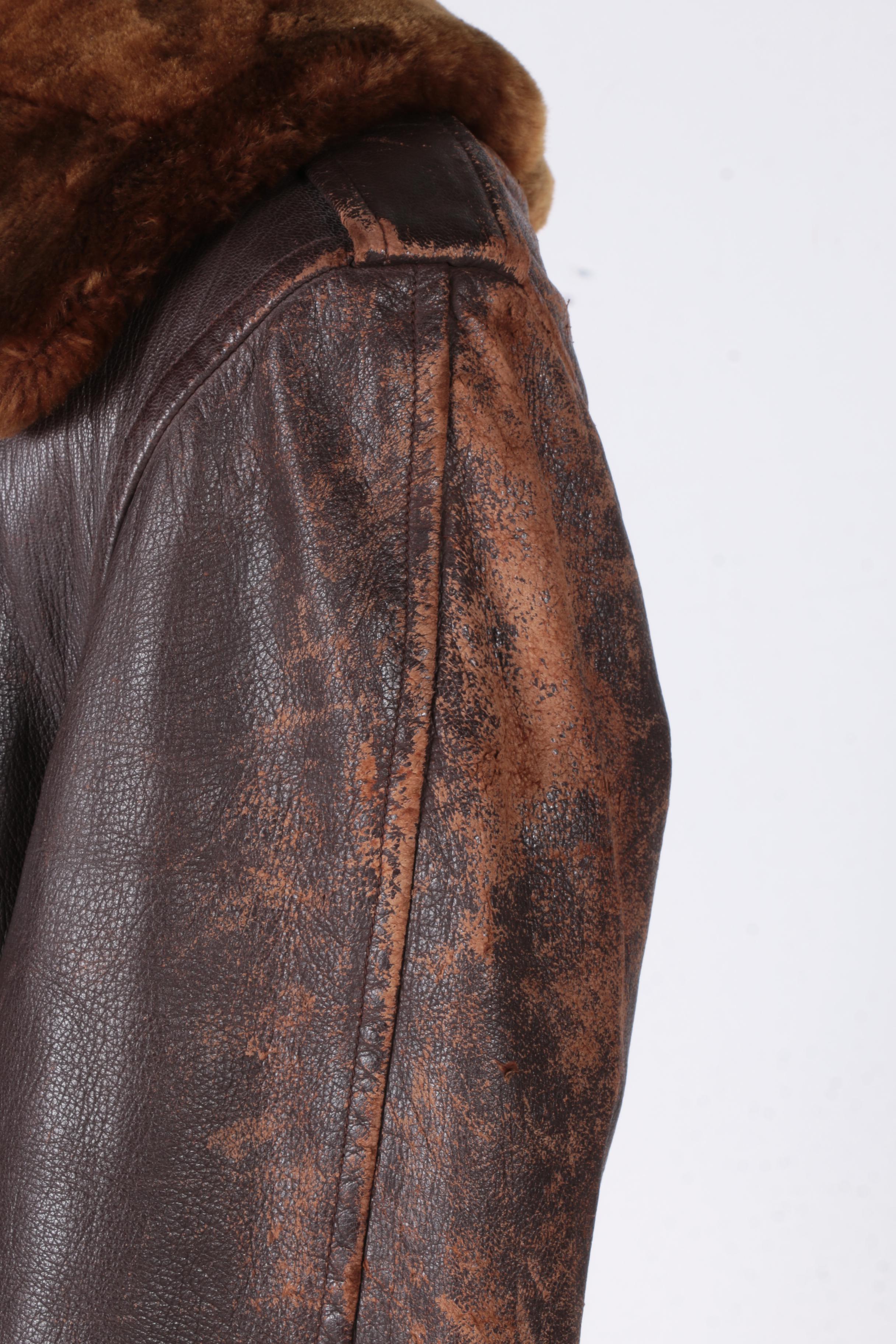 U.S. Navy M69F Transport Pilot Leather Coat with Shearling Collar