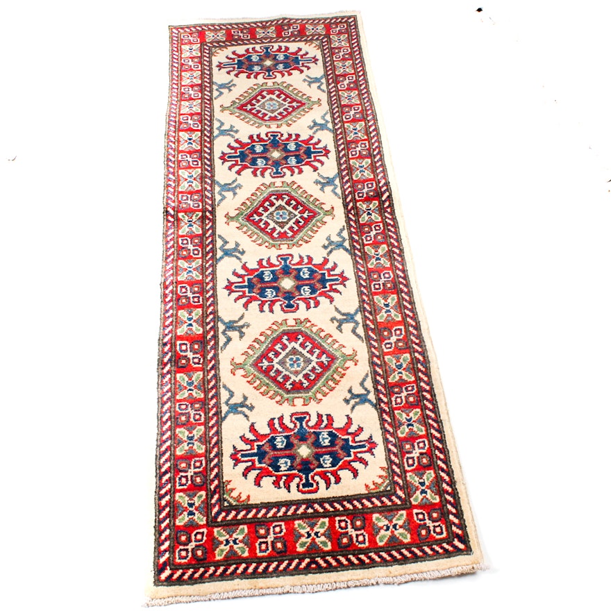 Hand-Knotted Afghani Caucasian Runner