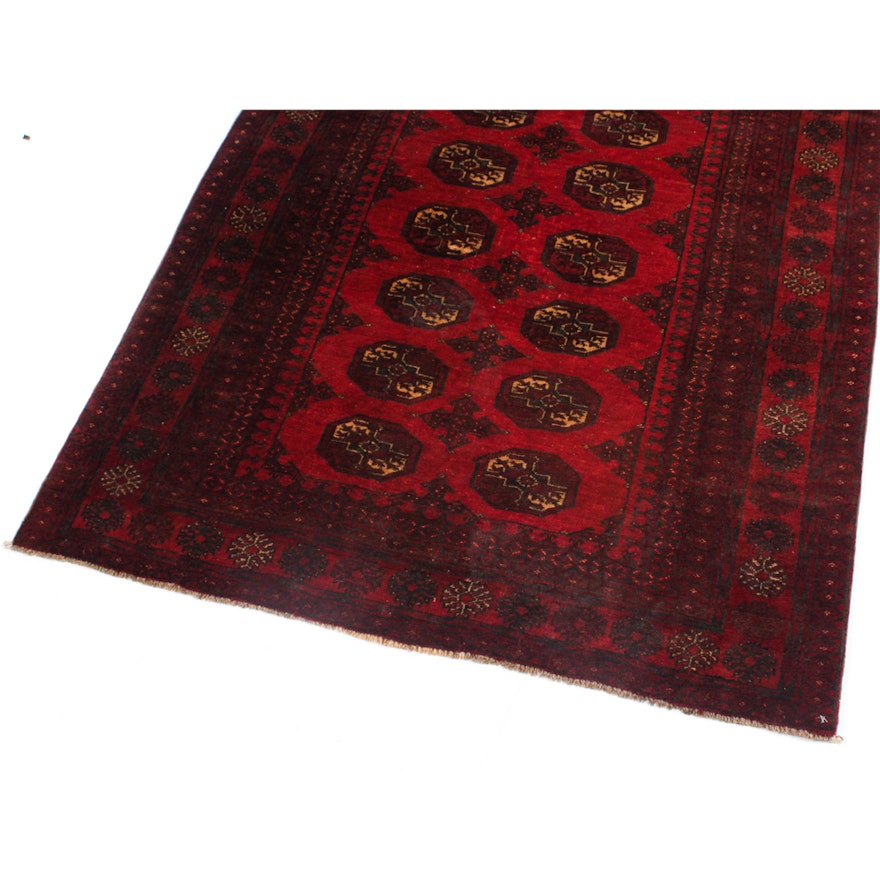 Semi-Antique Hand-Knotted Afghani Turkoman Rug