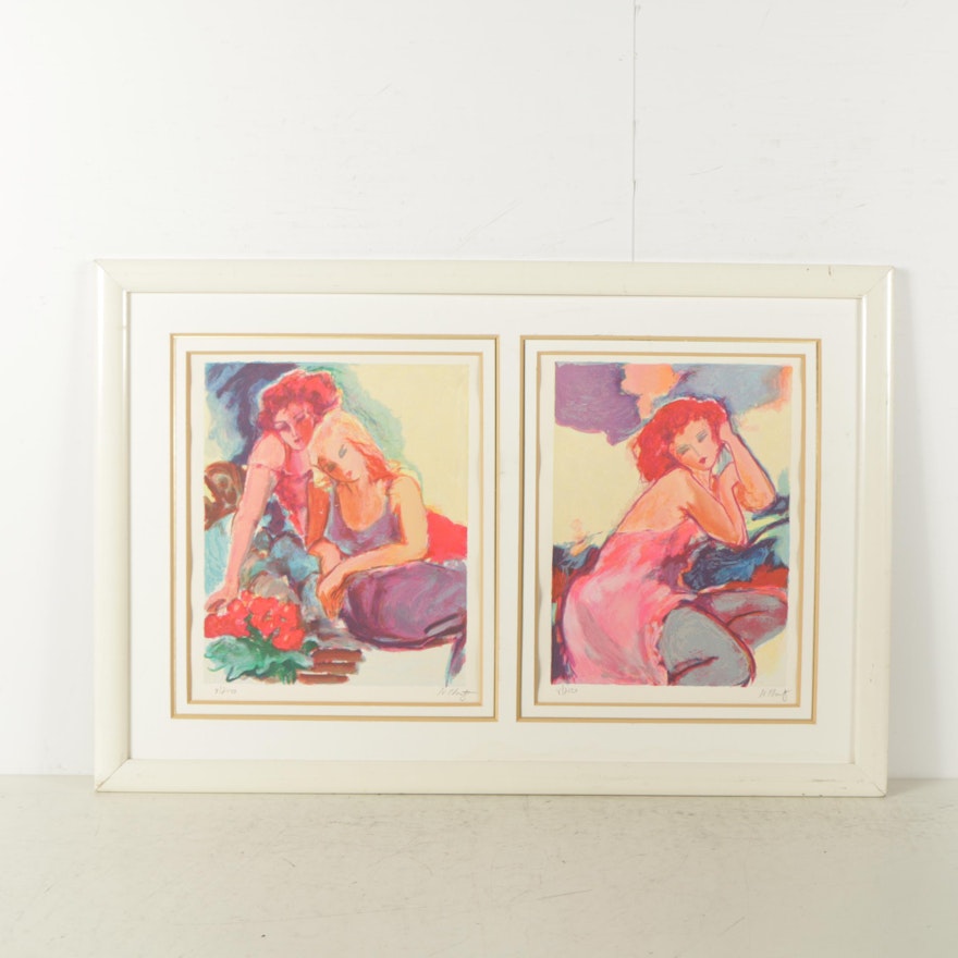 Nitza Flantz Limited Edition Serigraph Prints on Paper "Companions" and "Model"