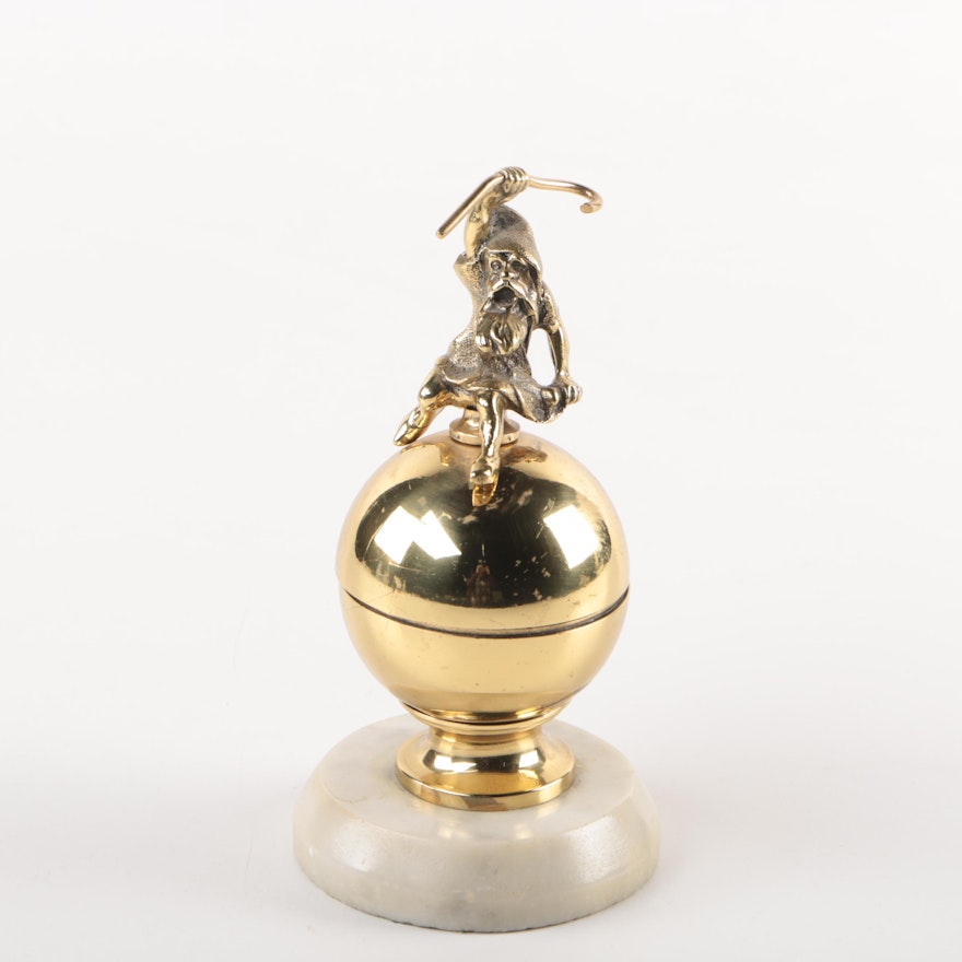 Brass and Marble Gnome Inkwell