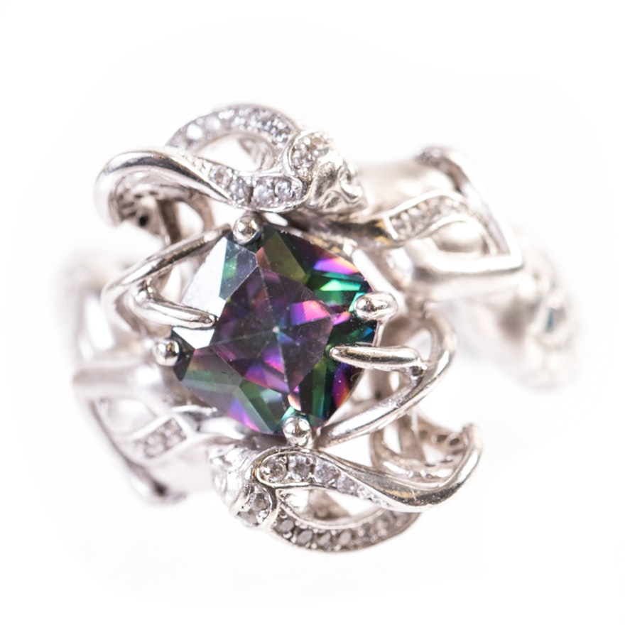 Sterling Silver and Mystic Topaz Mermaid Ring