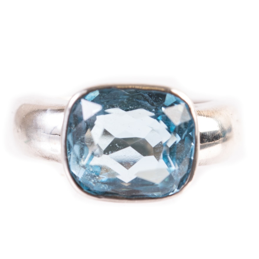 Sterling Silver and 6.65 CT Blue Topaz Ring