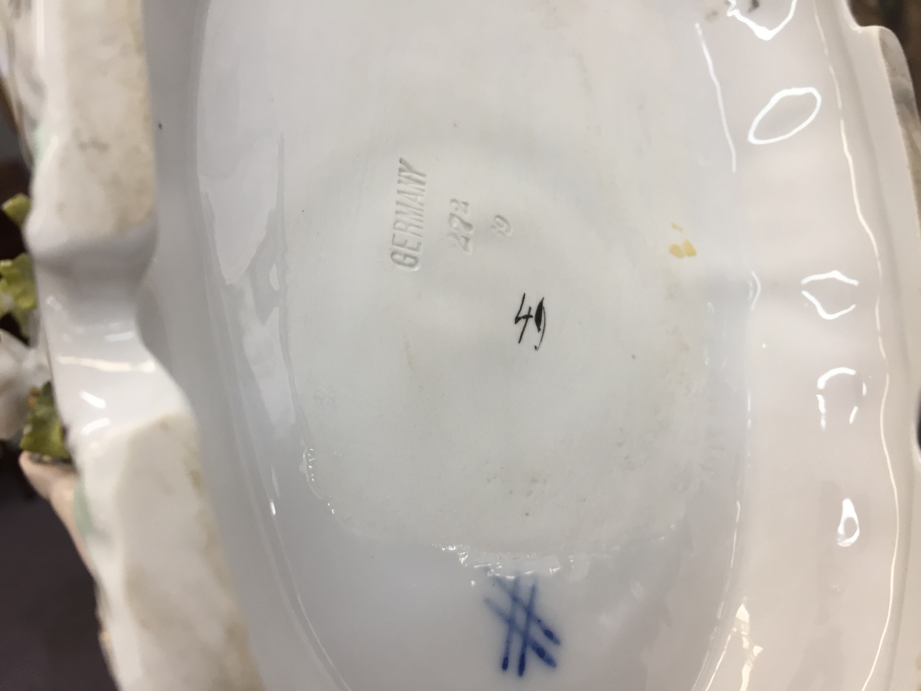 Antique Schierholz Porcelain Oil Lamp with Hand-Painted Baccarat Globe