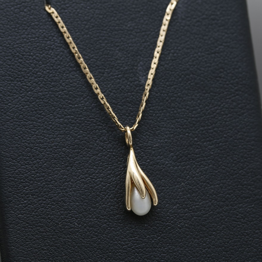 14K Yellow Gold Freshwater Pearl Necklace