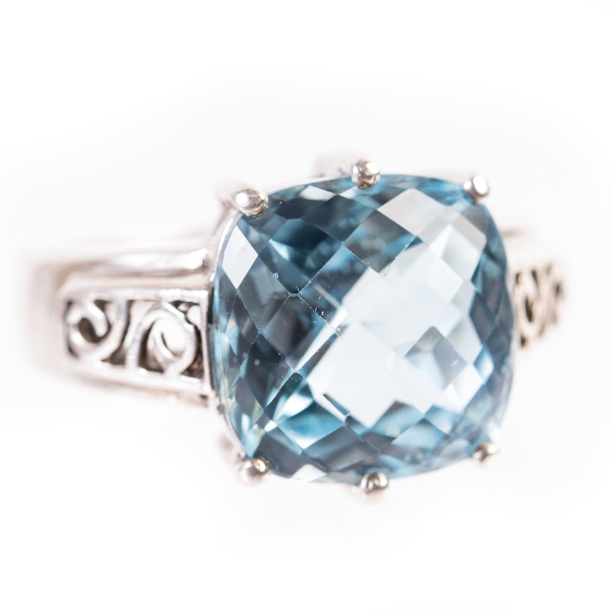 Sterling Silver and 7.25 CT Blue Topaz Ring