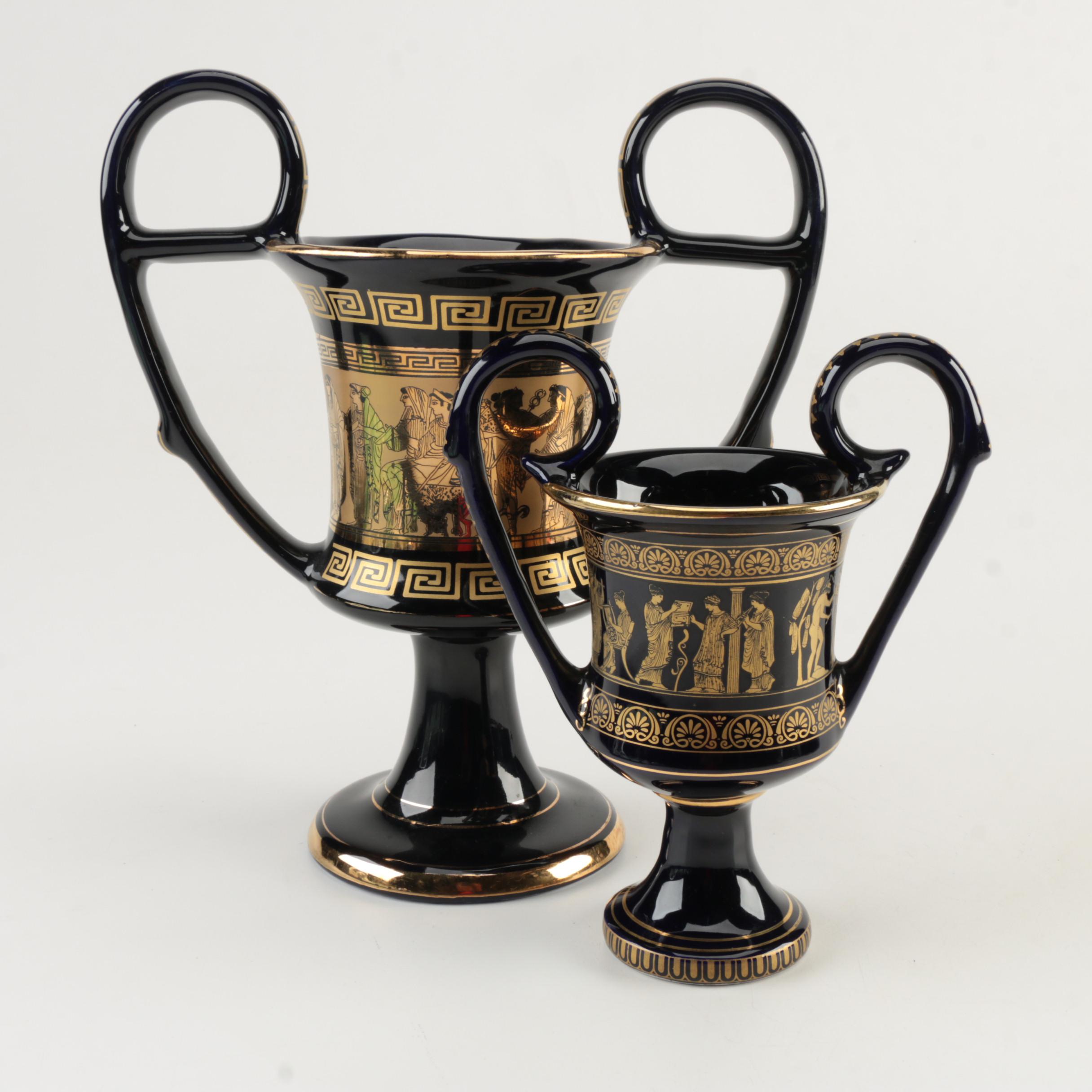 Handmade Greek Vases with 24K Gold Trim