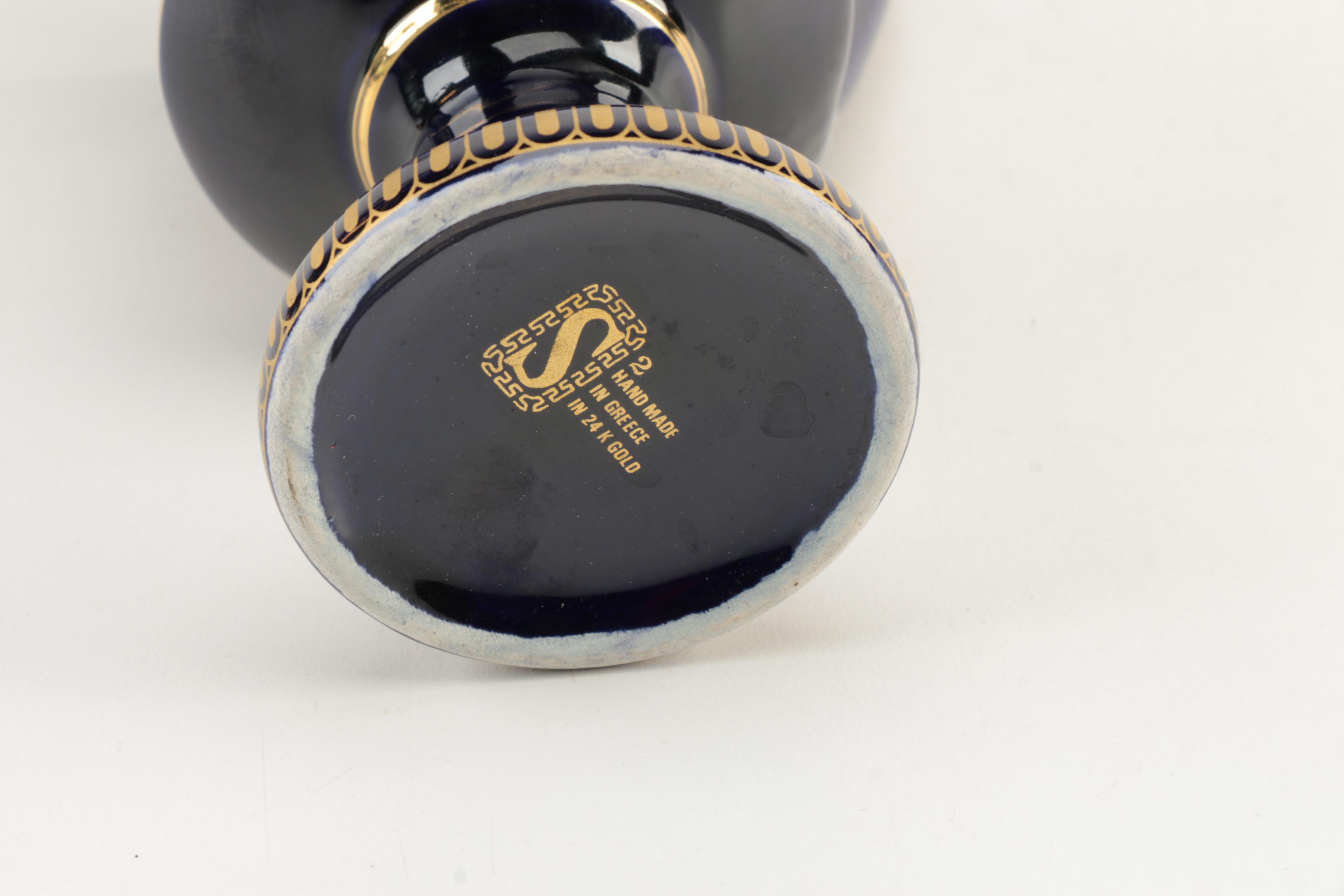 Handmade Greek Vases with 24K Gold Trim