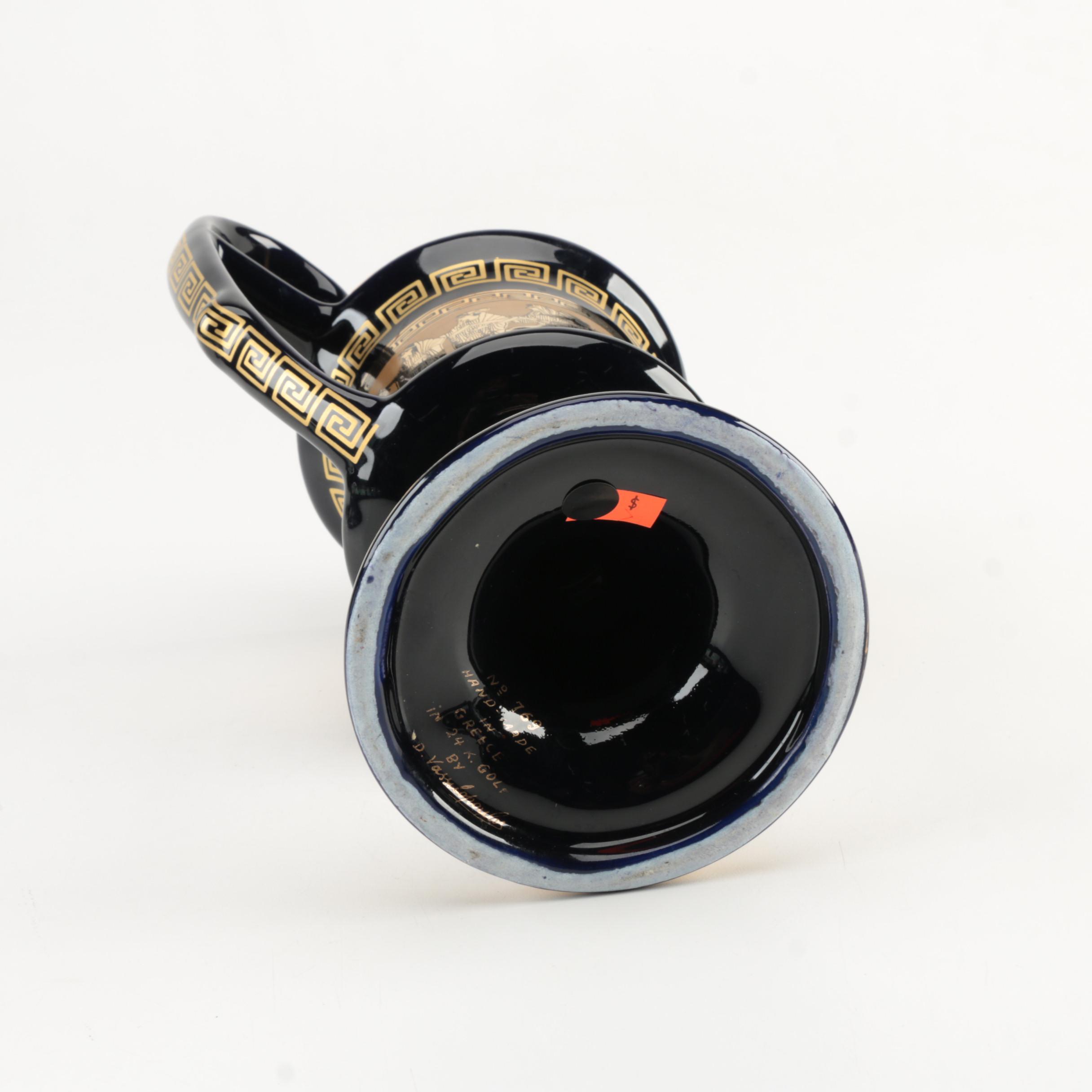 Handmade Greek Vases with 24K Gold Trim