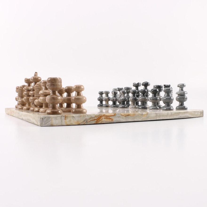 Marble and Calcite Chess Set