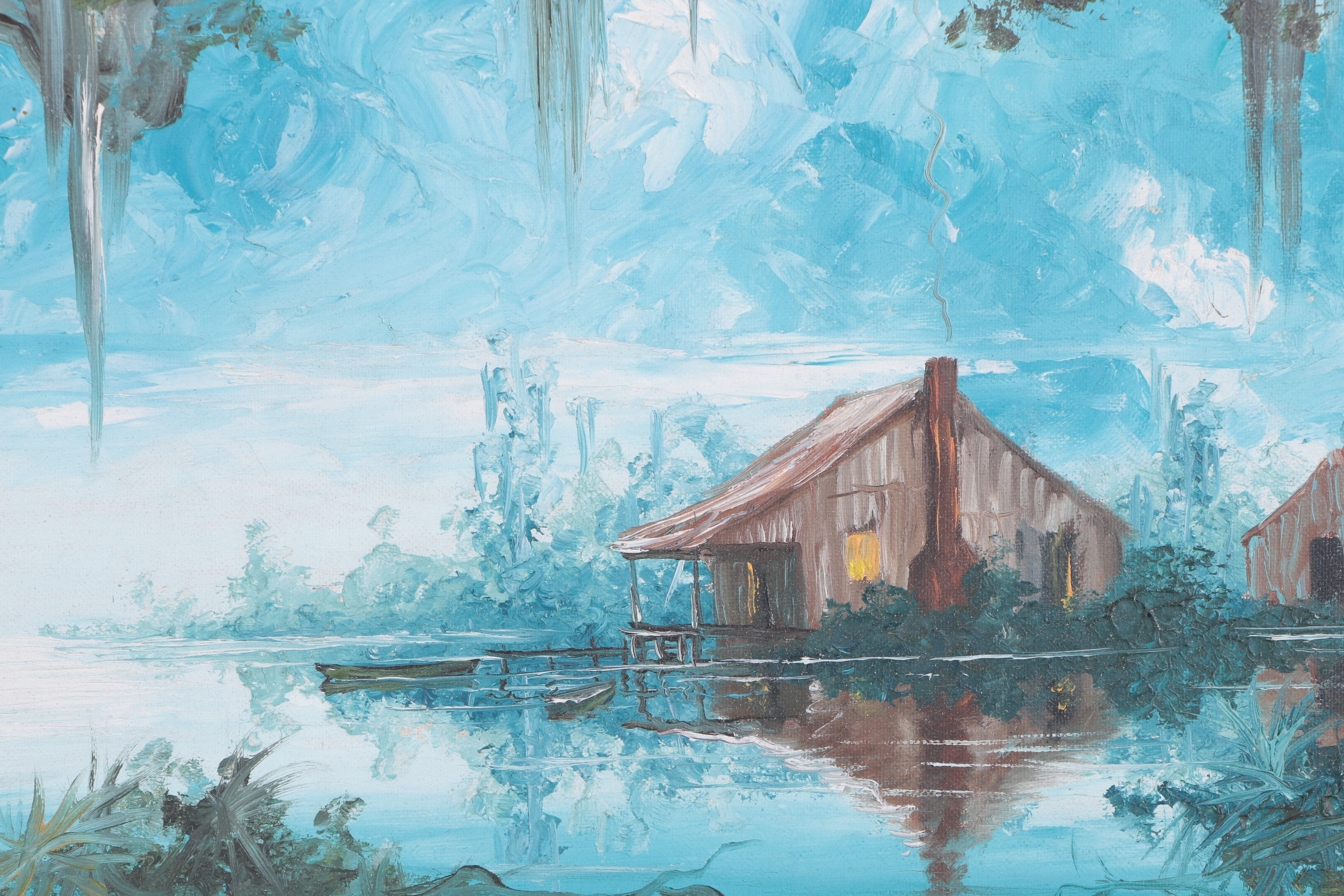 Two Deloo Oil Paintings on Canvas Board of Swamp Scenes