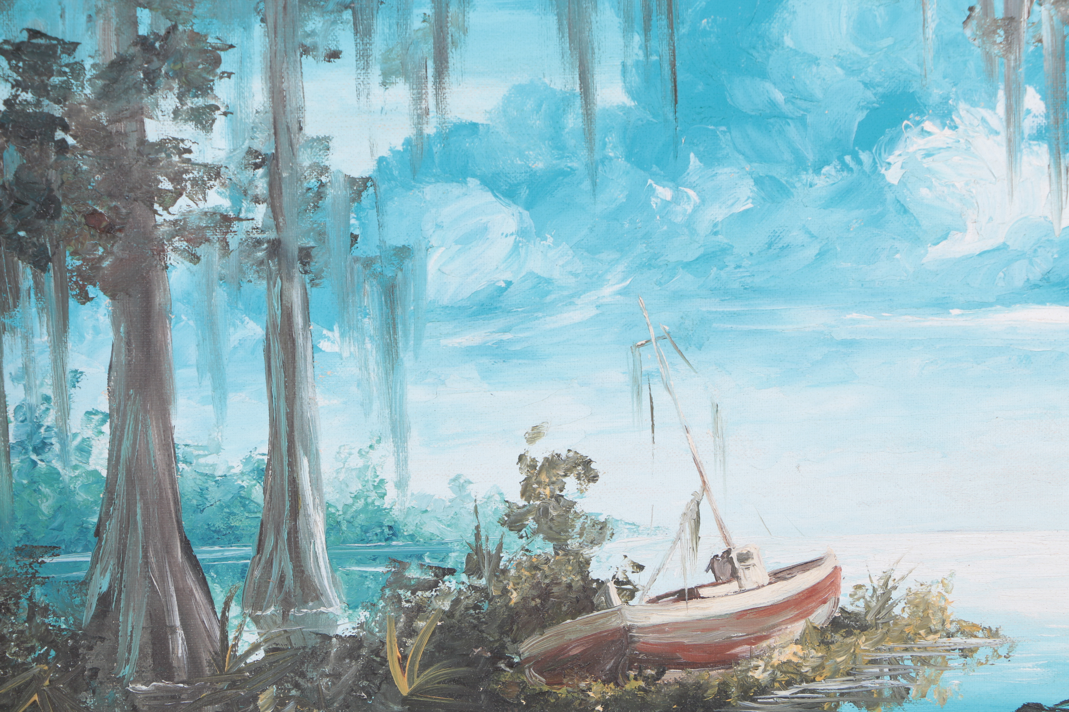 Two Deloo Oil Paintings on Canvas Board of Swamp Scenes