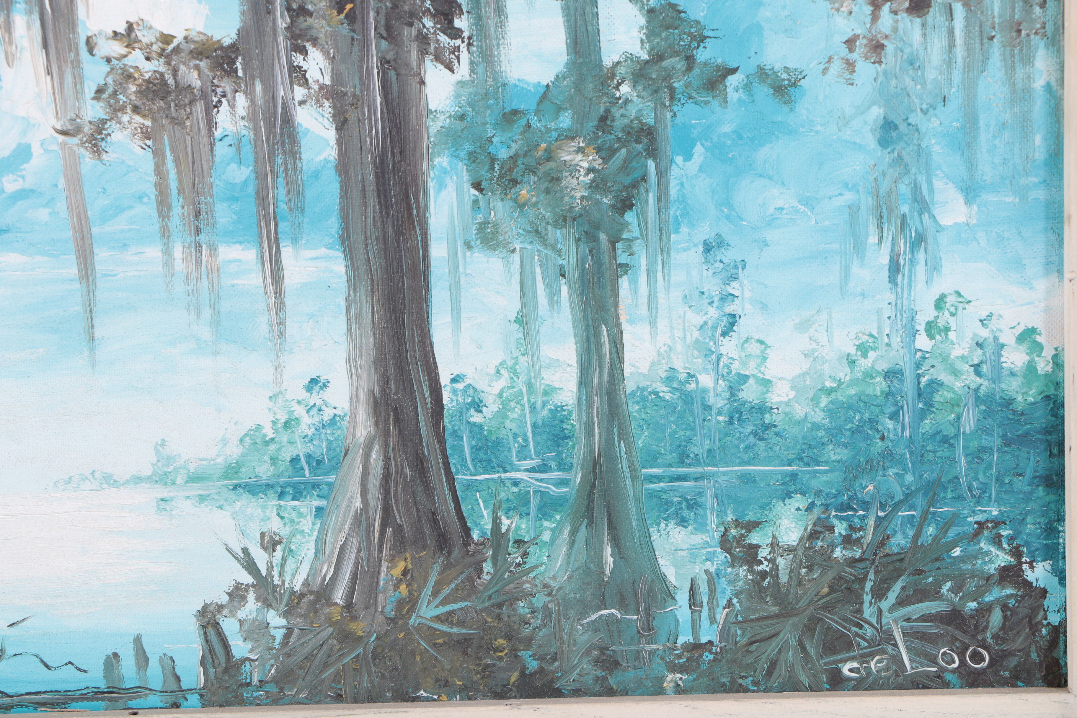 Two Deloo Oil Paintings on Canvas Board of Swamp Scenes