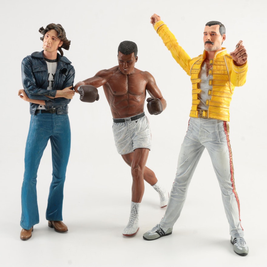 Plastic Dolls of Muhammad Ali, Freddie Mercury, and John Lennon