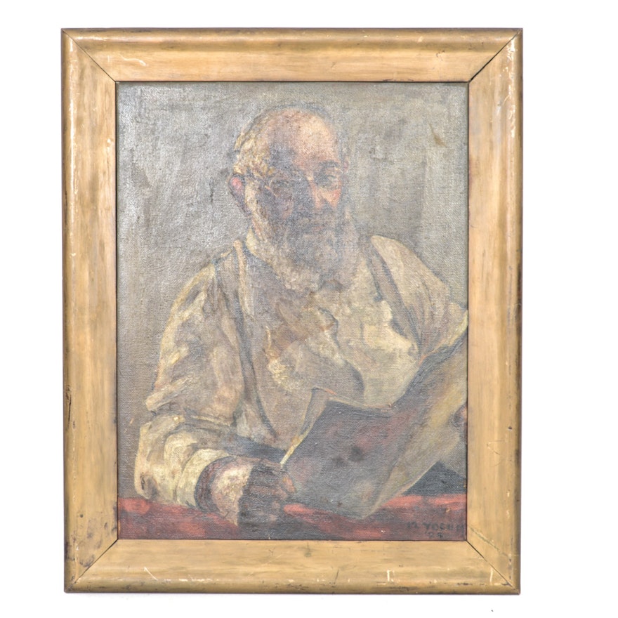 1924 M. Yocum Oil on Canvas Portrait Painting