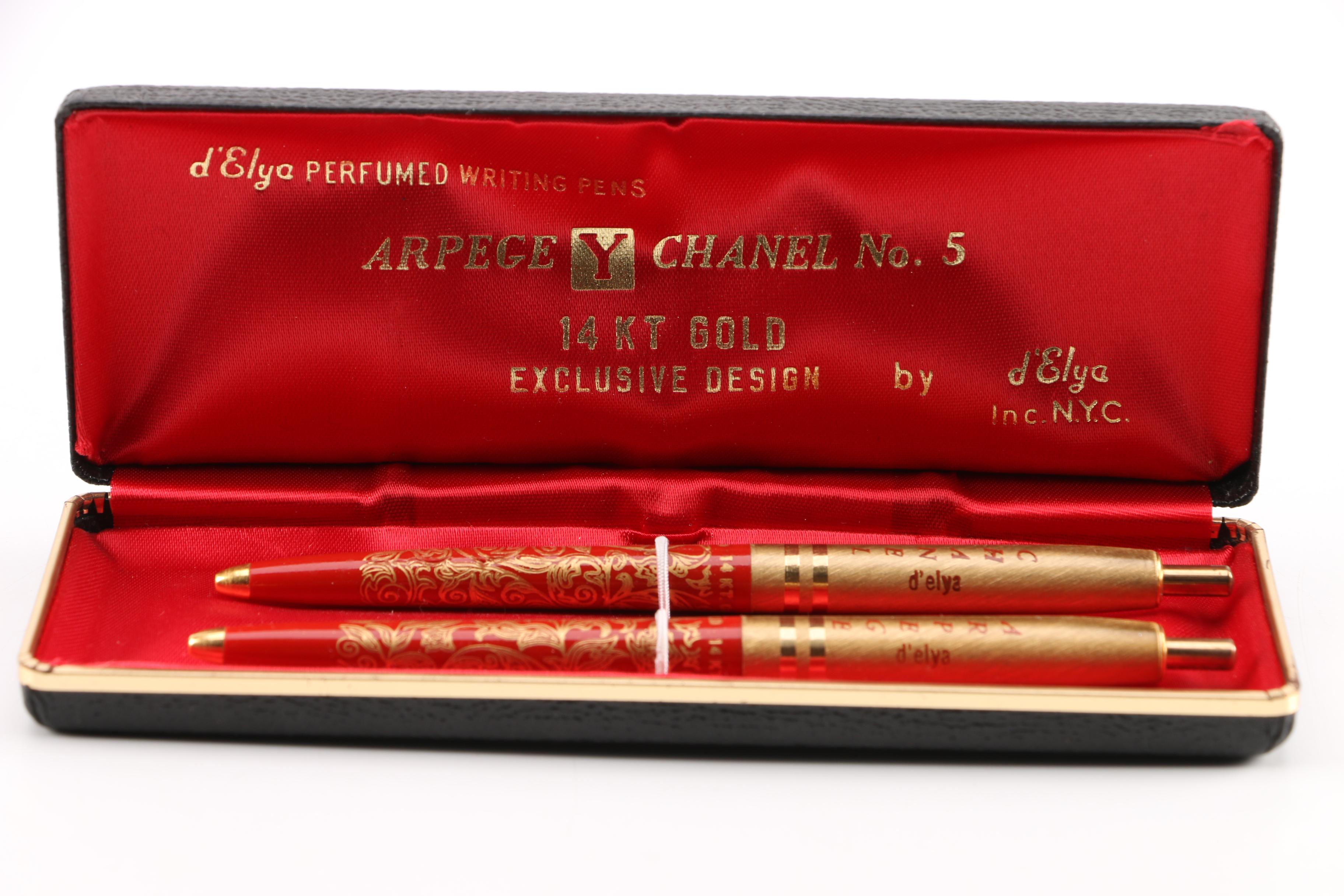 Vintage Aperge Chanel No.5 Perfumed Writing Pens with 14K Gold Plating by d'Elya