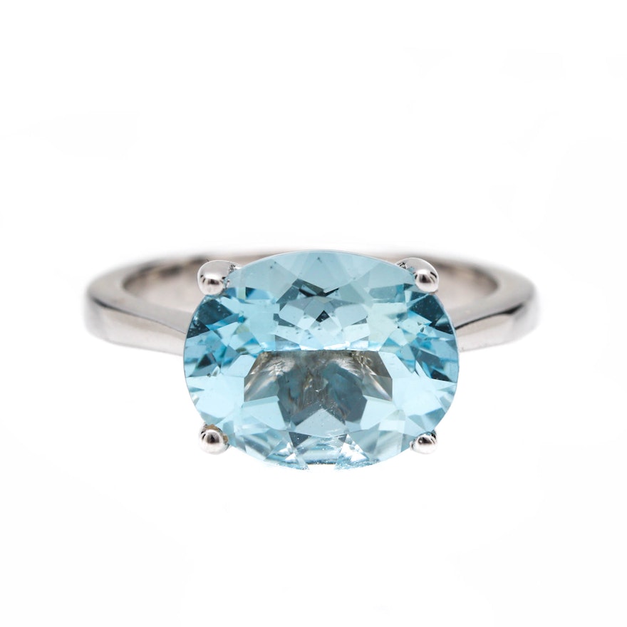 14K White Gold Aquamarine Ring