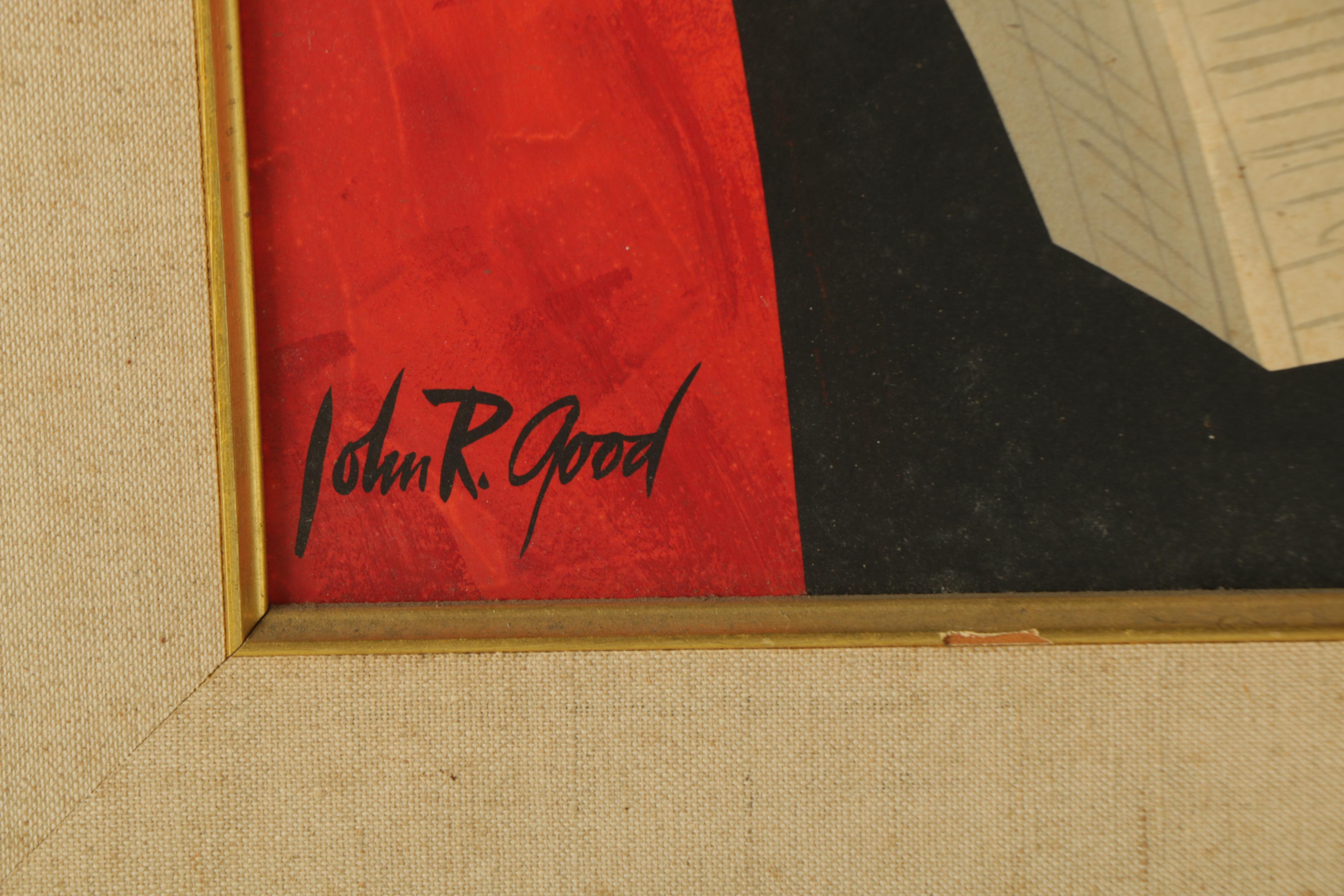 John R. Good Watercolor and Gouache Painting on Panel of Clown