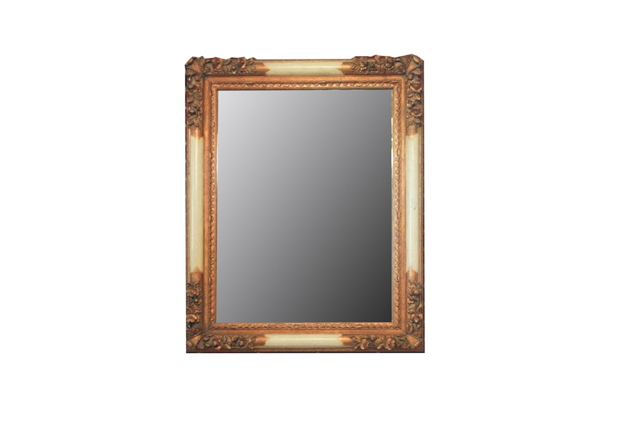 Large Wall Mirror with Carved Wood Frame