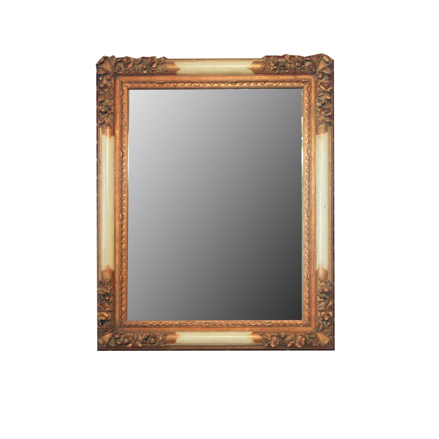 Large Wall Mirror with Carved Wood Frame