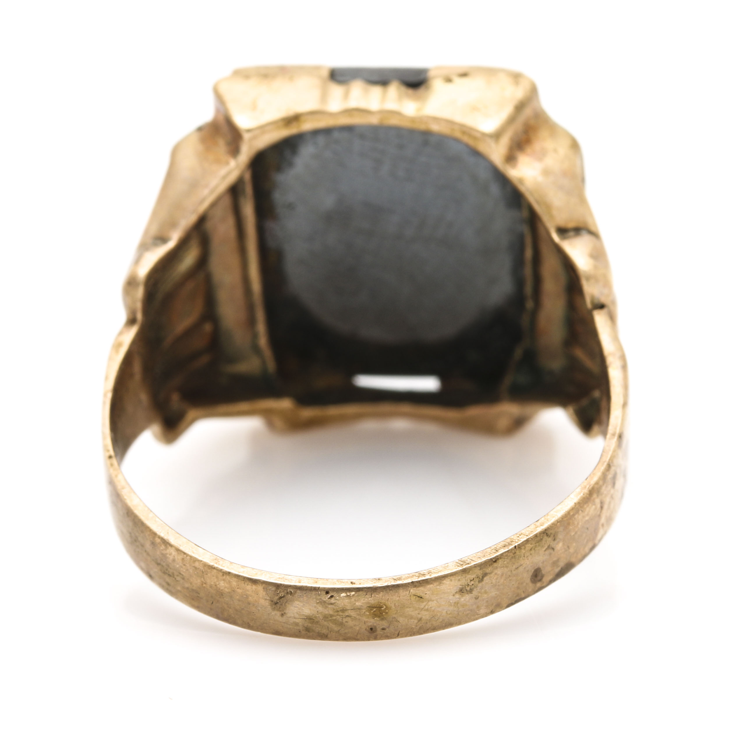 10K Yellow Gold Carved Hematite Ring