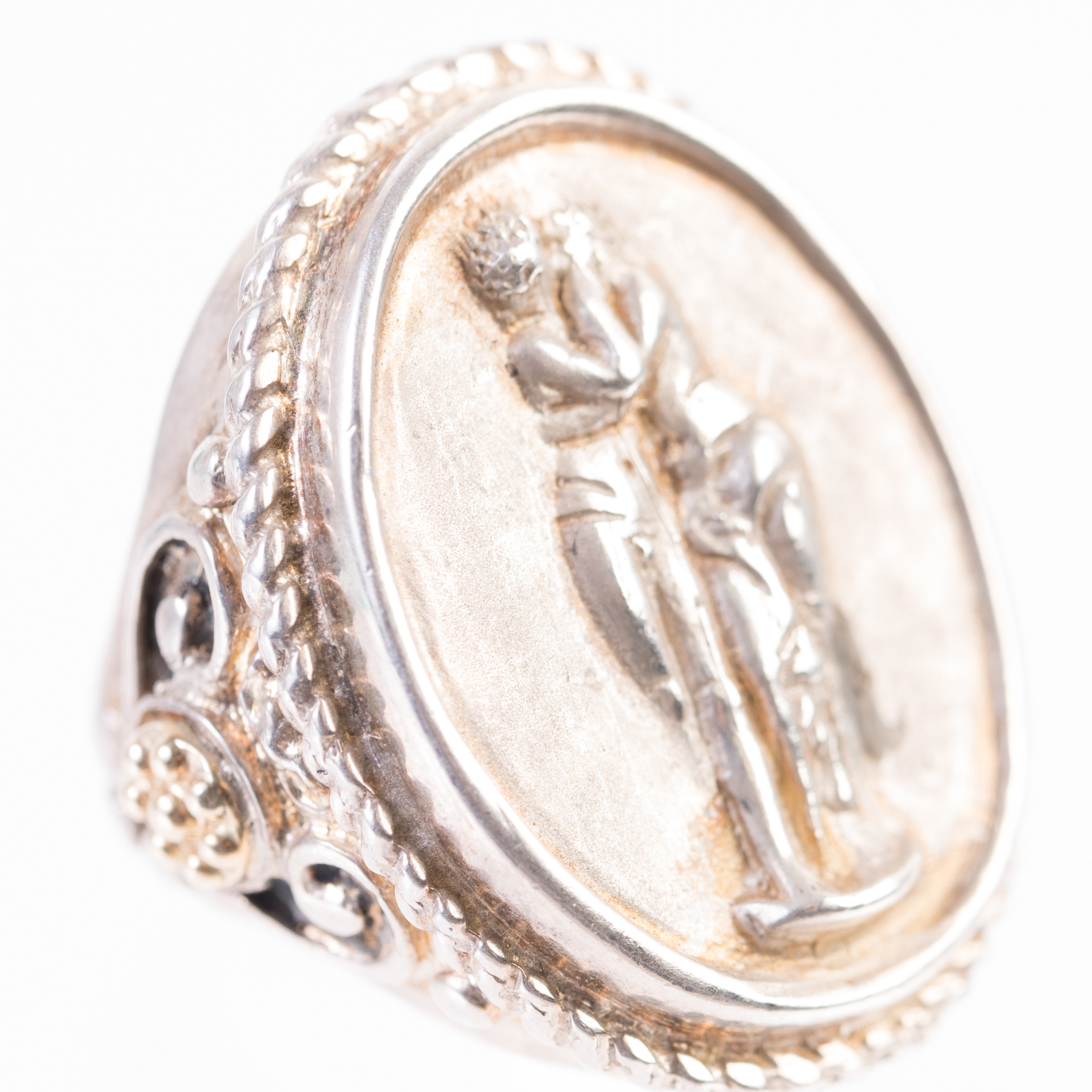 Tagliamonte Sterling Silver and 14K Yellow Gold Neoclassical Ring