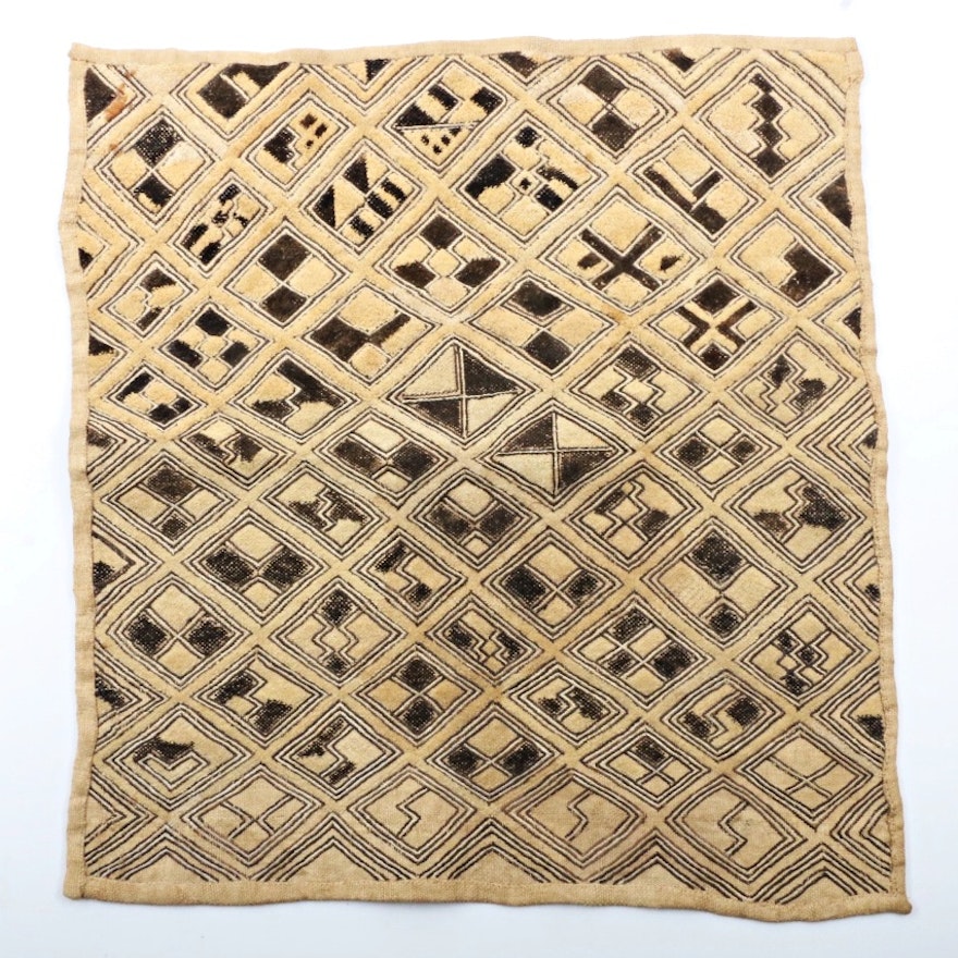 Vintage African Tribal Kuba Cloth Square Panel